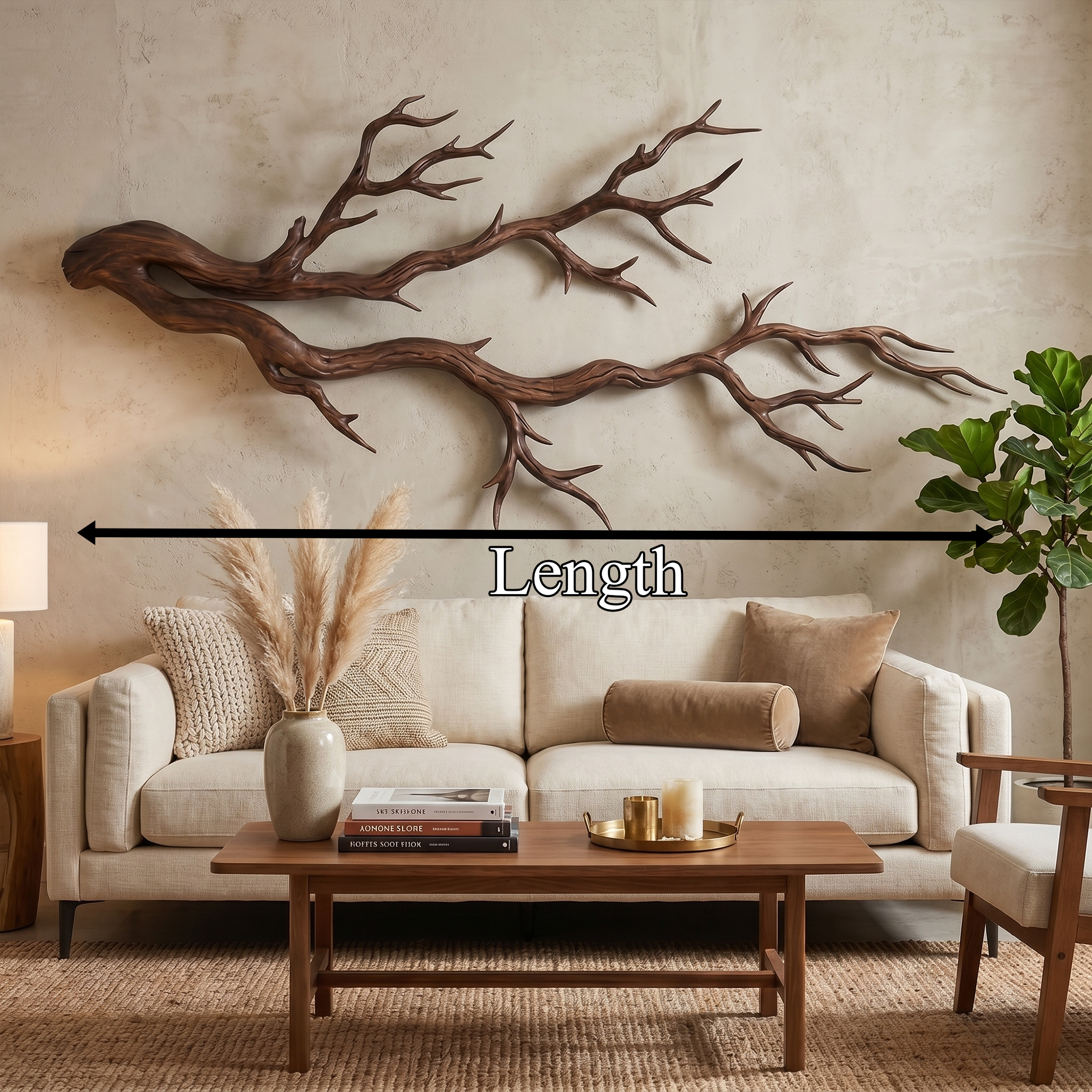 Twisted Branch Solid Wood Wall Sculpture Organic Modern Decor