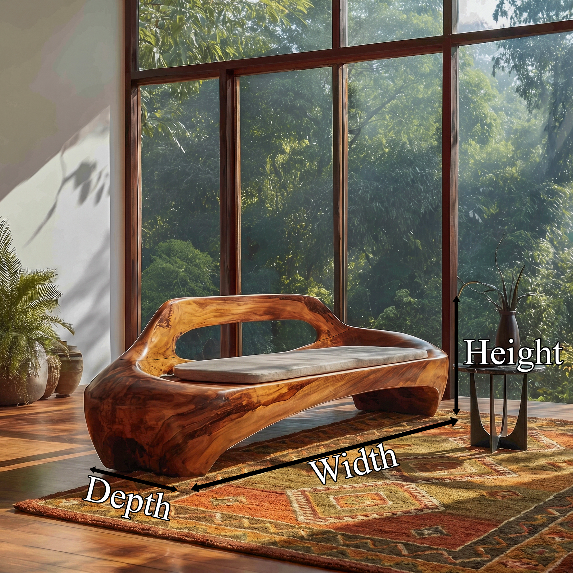 Modern Organic Sofa Frame With Low Profile Solid Wood Design For Living Room