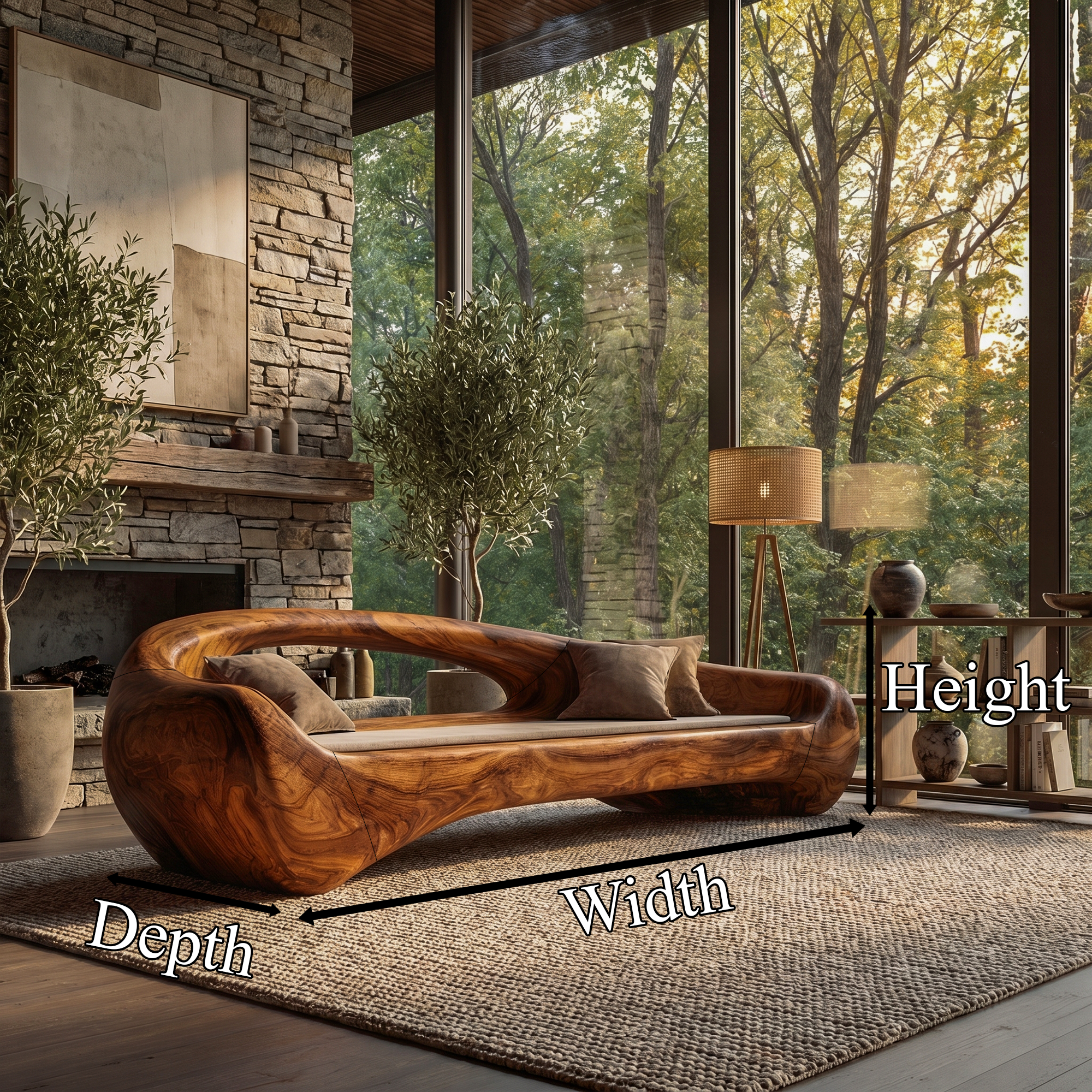 Organic Sofa Frame With Sculptural Solid Wood Design For Living Room