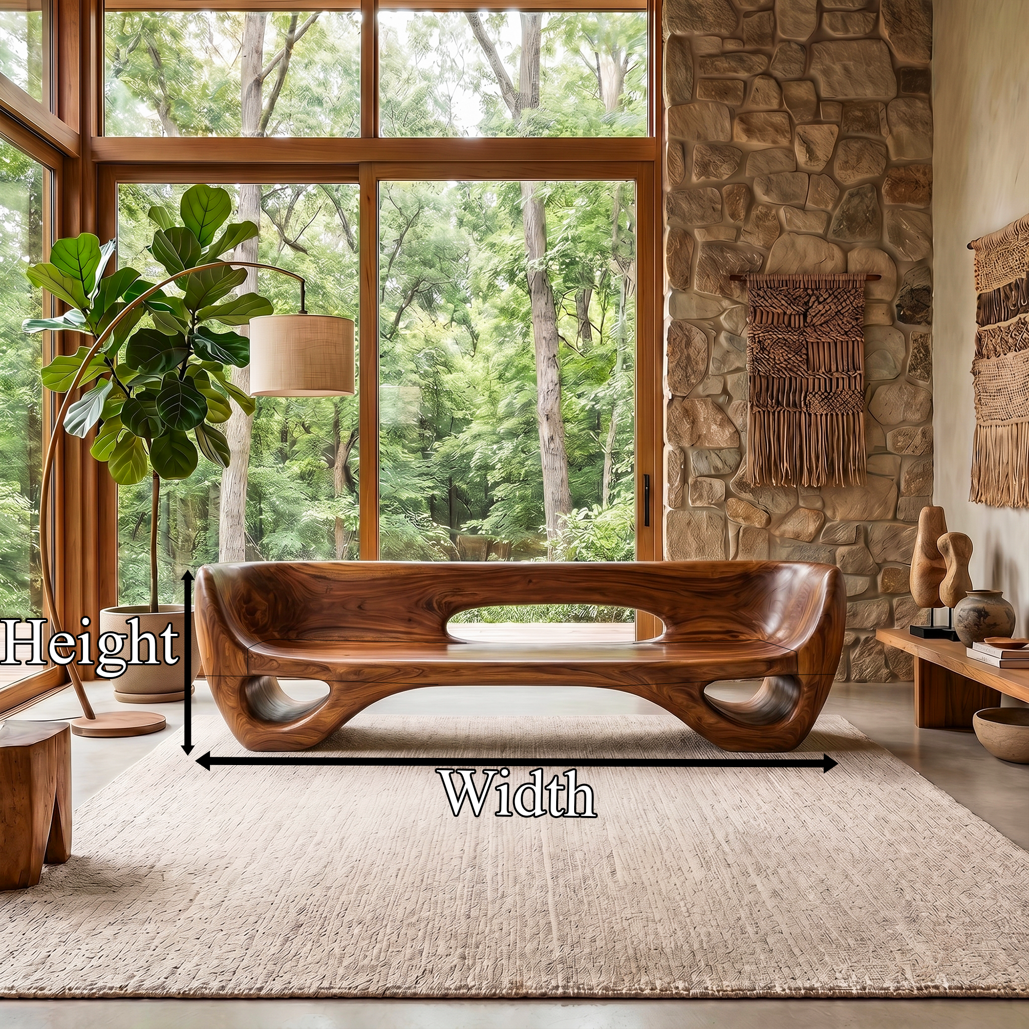 Rustic Organic Sofa Frame With Sculptural Open Base And Solid Wood Design For Living Room
