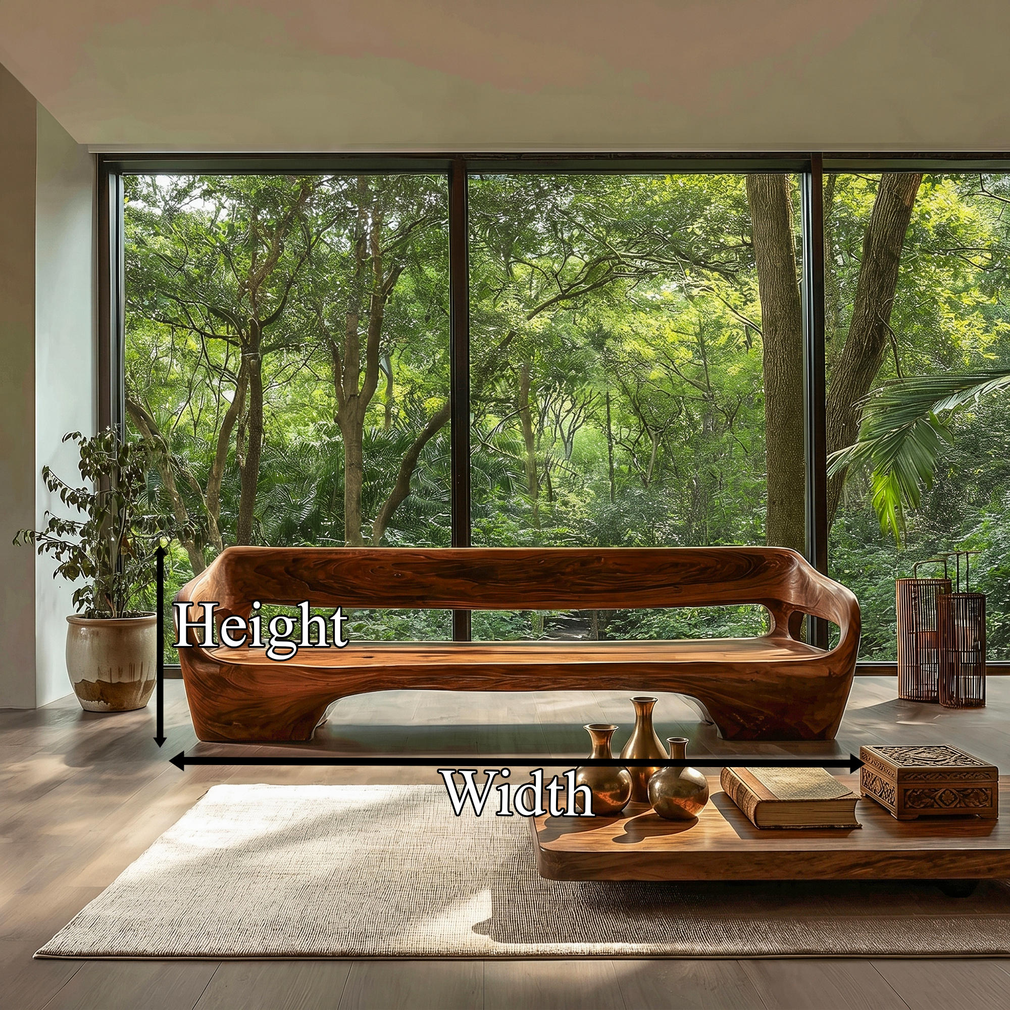 Modern Organic Sofa Frame With Sculptural Solid Wood Design For Living Room