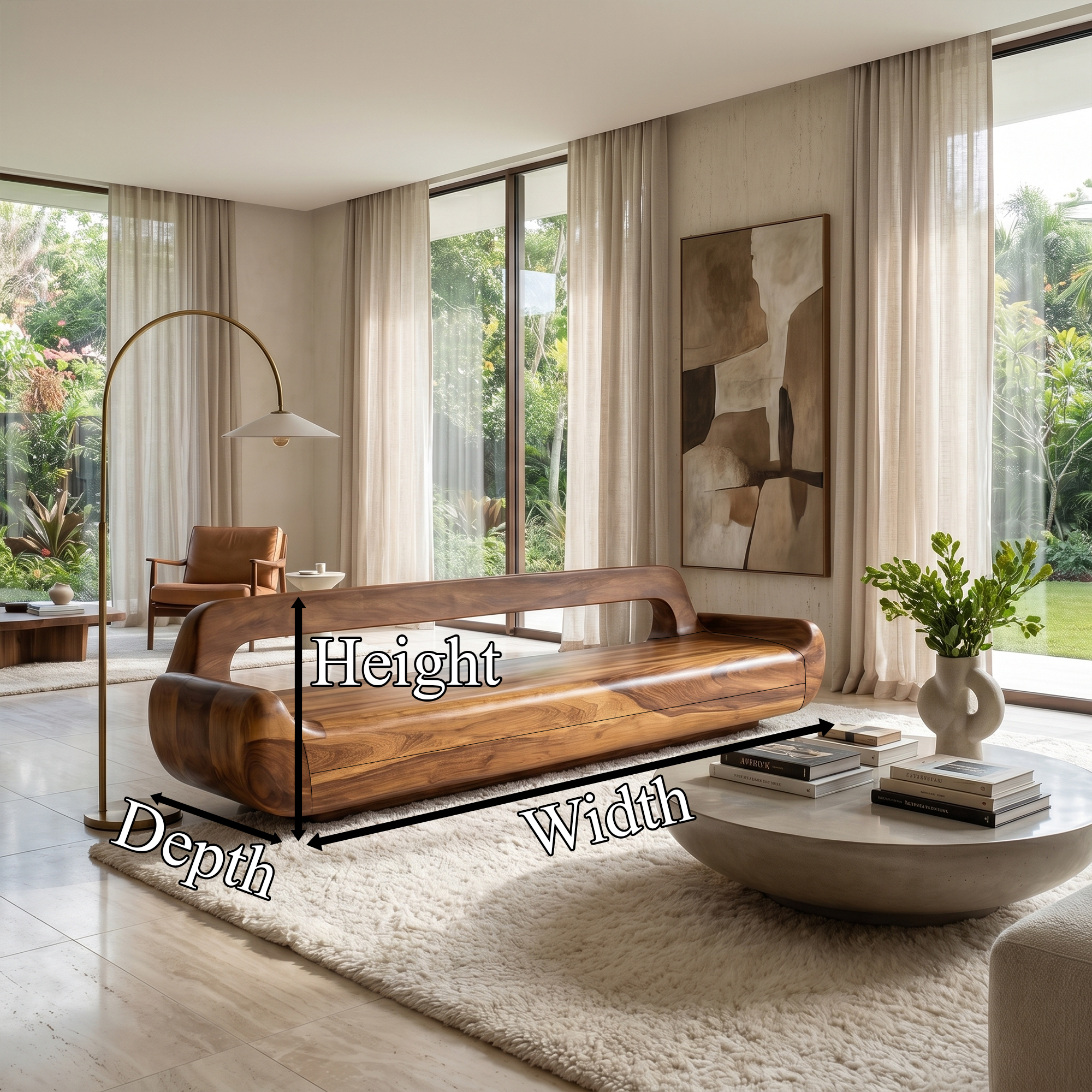 Minimalist Organic Sofa Frame With Low Profile Solid Wood Design For Living Room