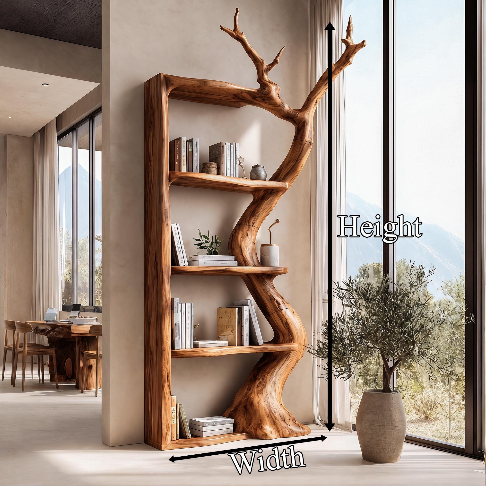 Sculptural Tree Bookshelf With Flowing Branch Frame For Living Room