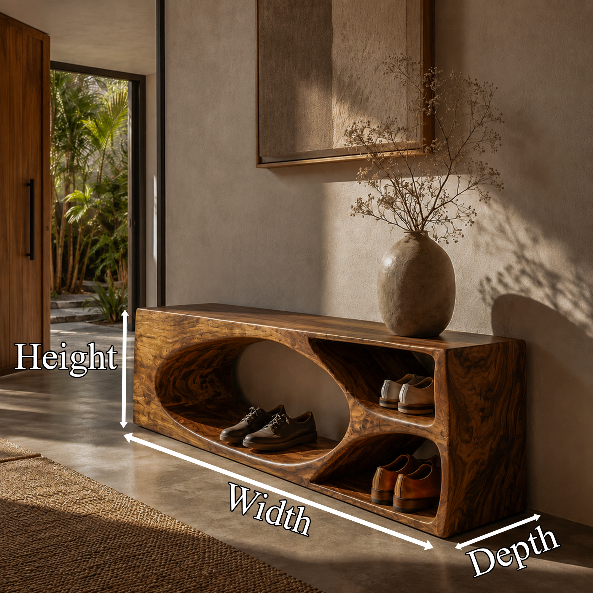 Rustic Bench With Built In Shoe Storage Shelf For Entryway
