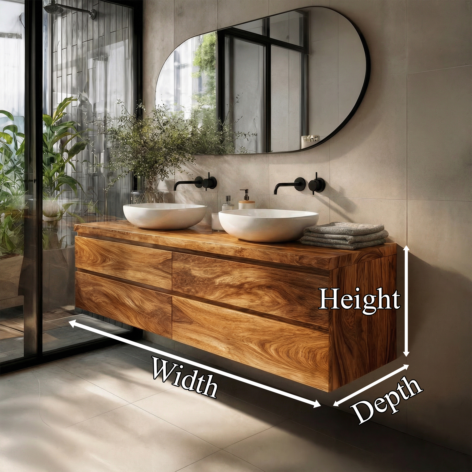 Rustic Bathroom Vanity Cabinet Natural Wood Wall Mounted Vanity