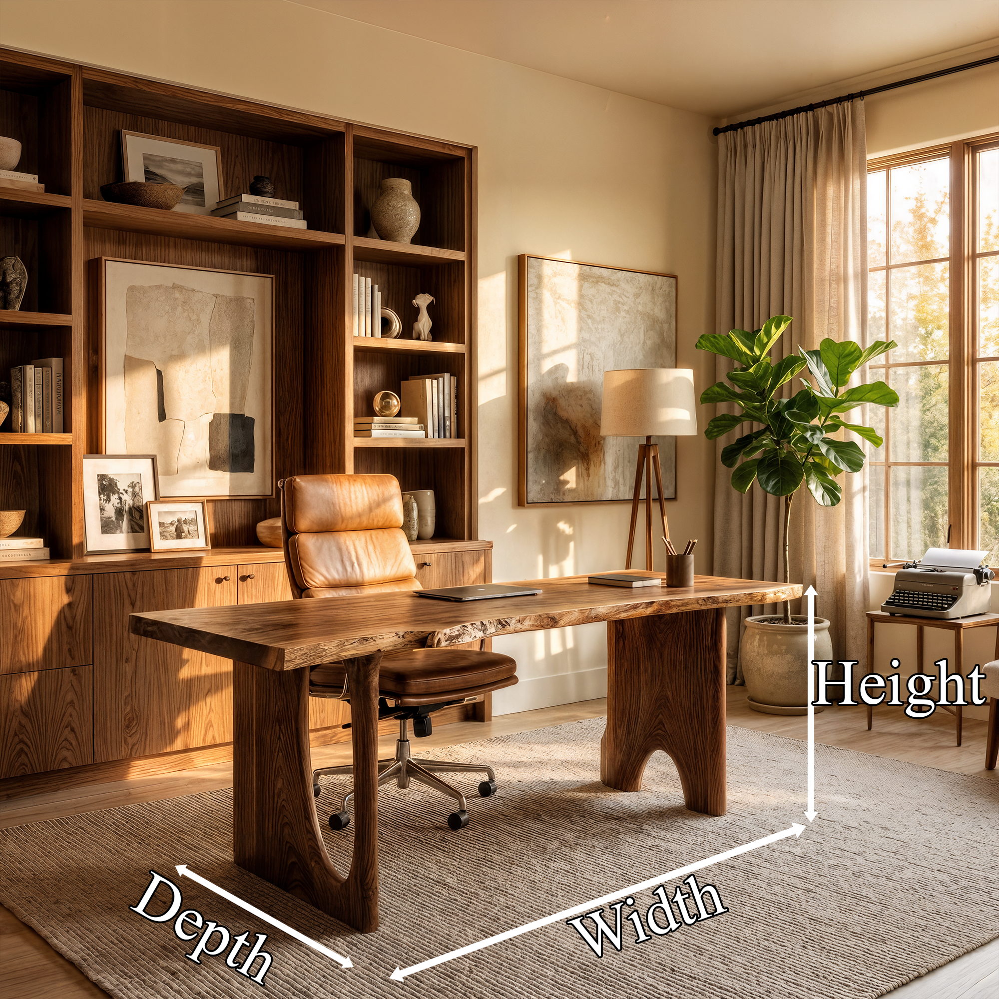 Nature Inspired Wooden Desk For Study Room And Home Office