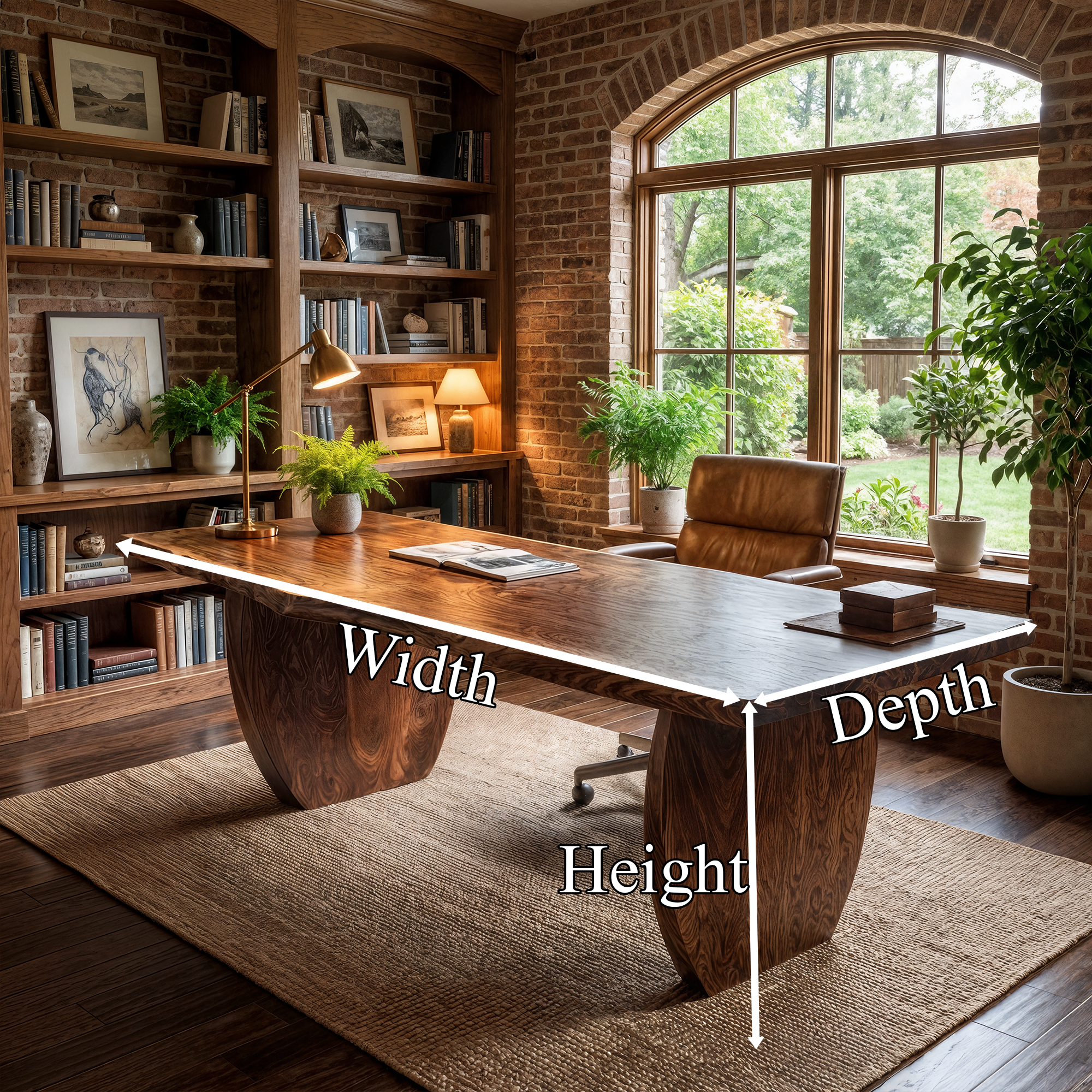 Organic Wooden Executive Desk For Home Office And Study Room