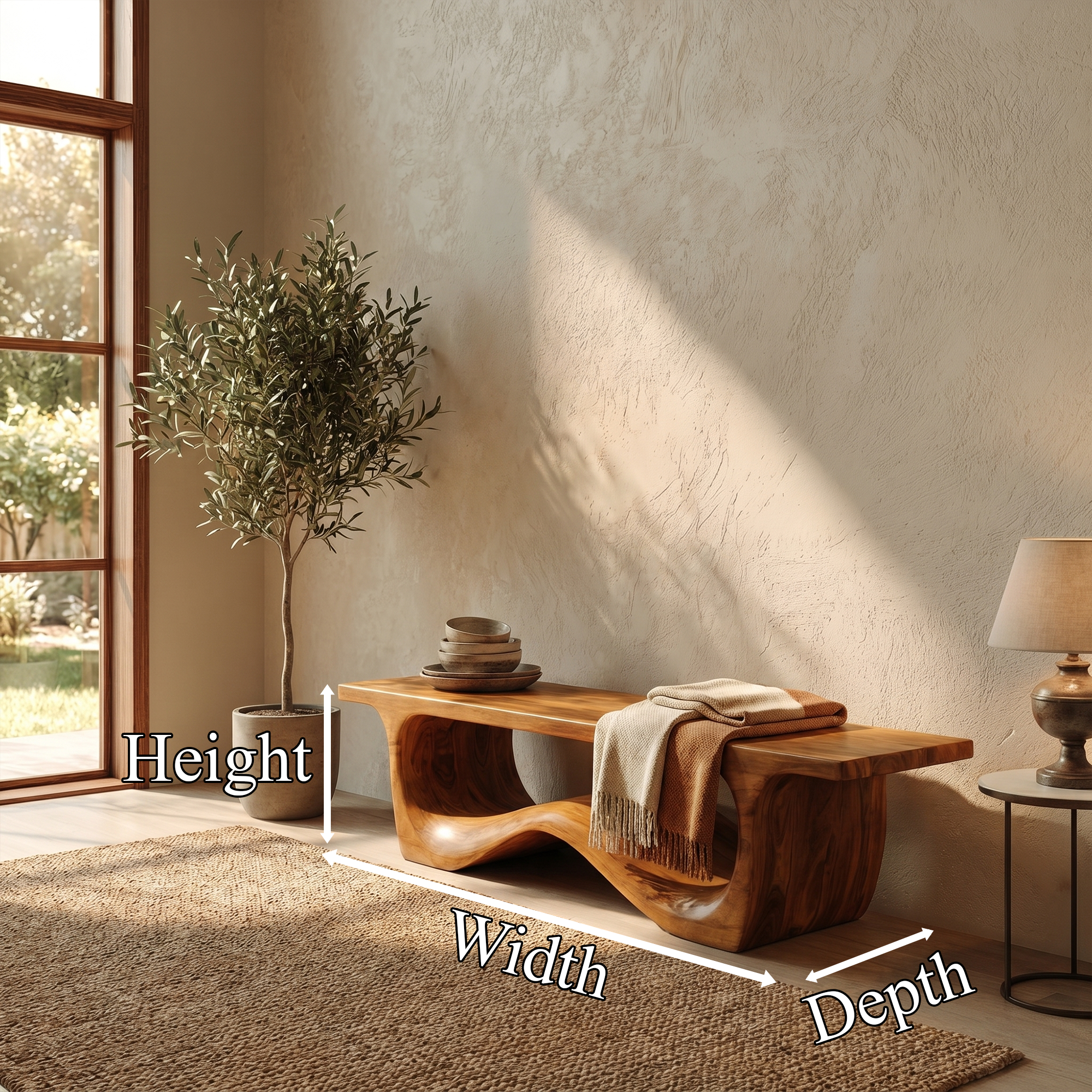 Artistic Sculptural Organic Bench For Entryway Decor