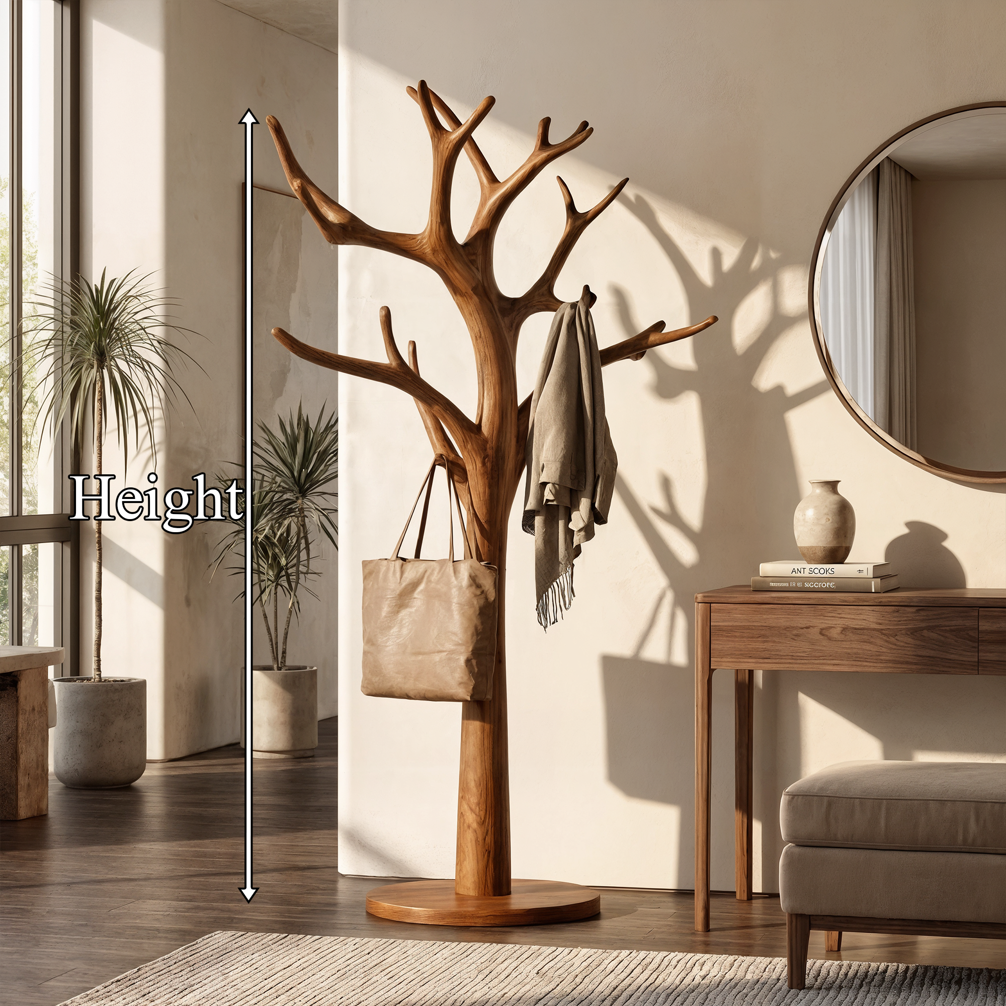 Rustic Tree Coat Stand Entryway Living Room Mudroom