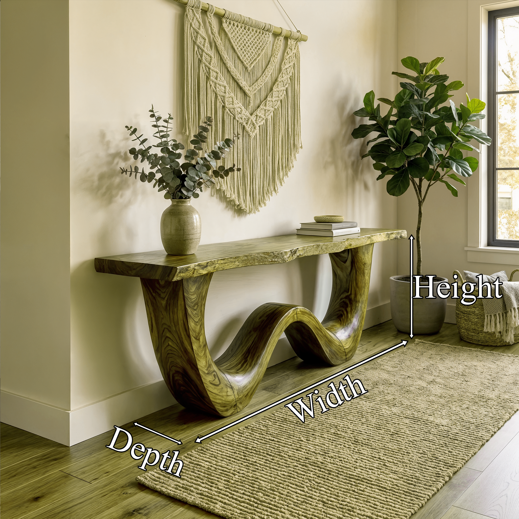 Organic Wave Base Console Table Entryway Hallway Living Room
