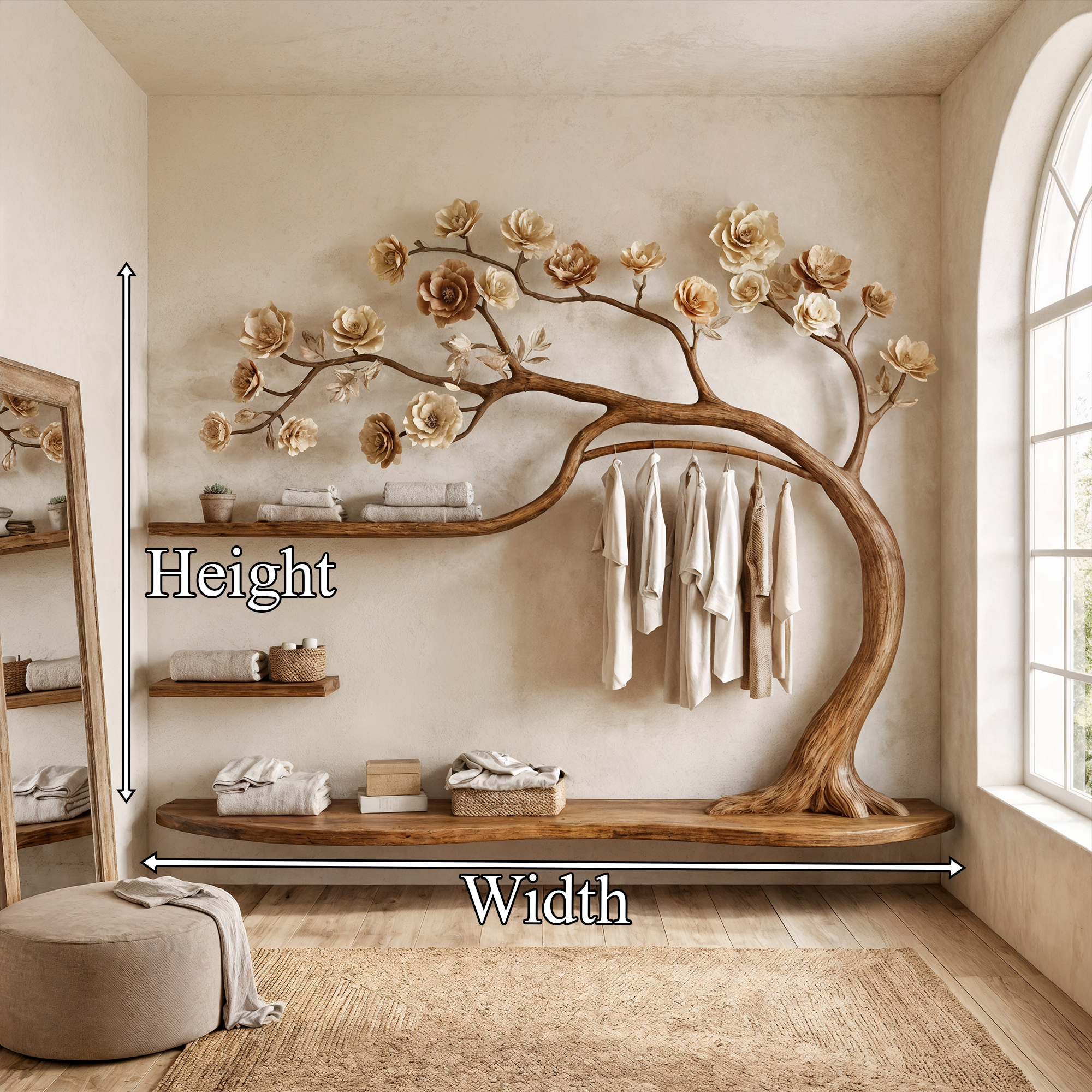 Rustic Tree Wardrobe Solid Wood Handcrafted Bedroom Storage