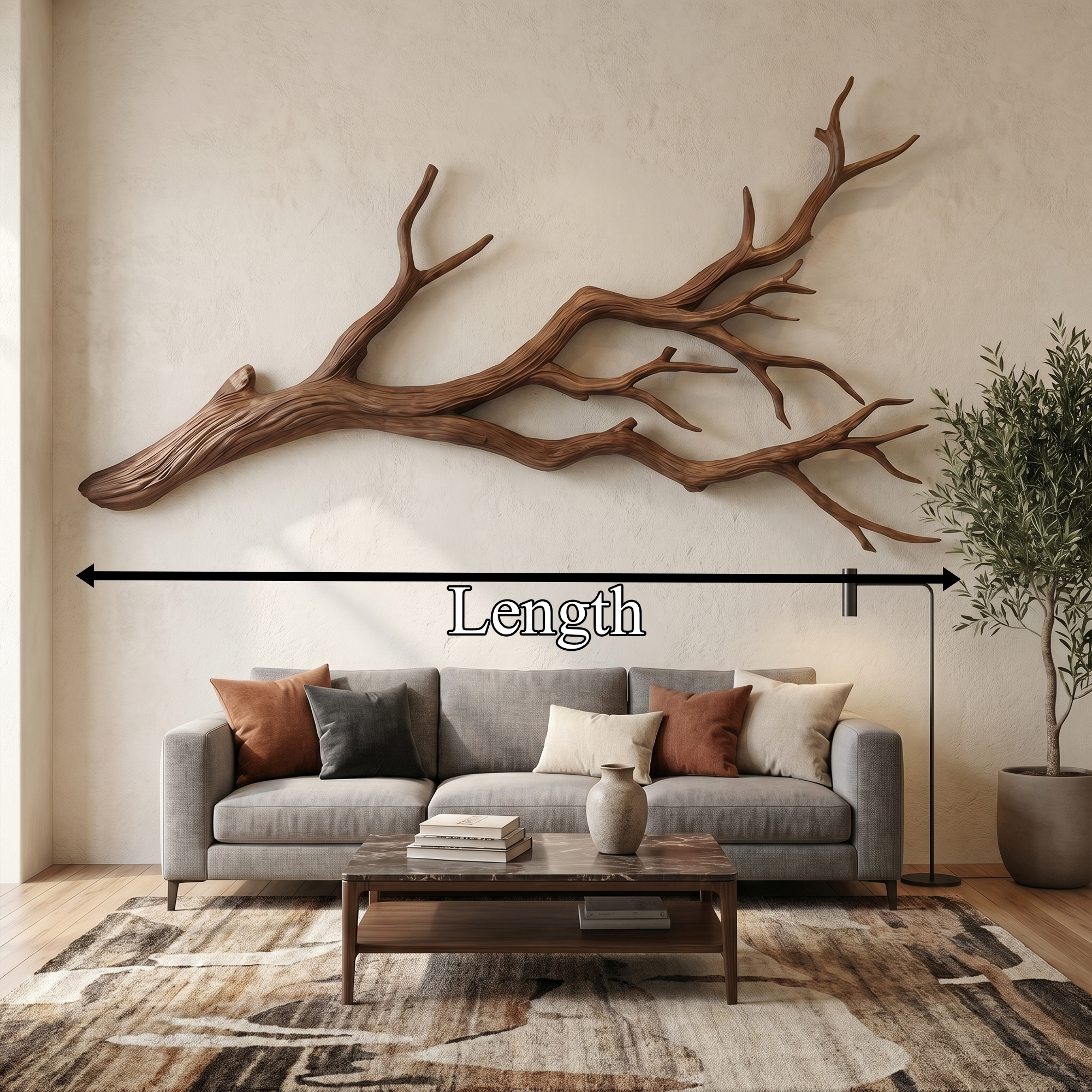 Flowing Organic Wood Branch Wall Sculpture Contemporary Decor