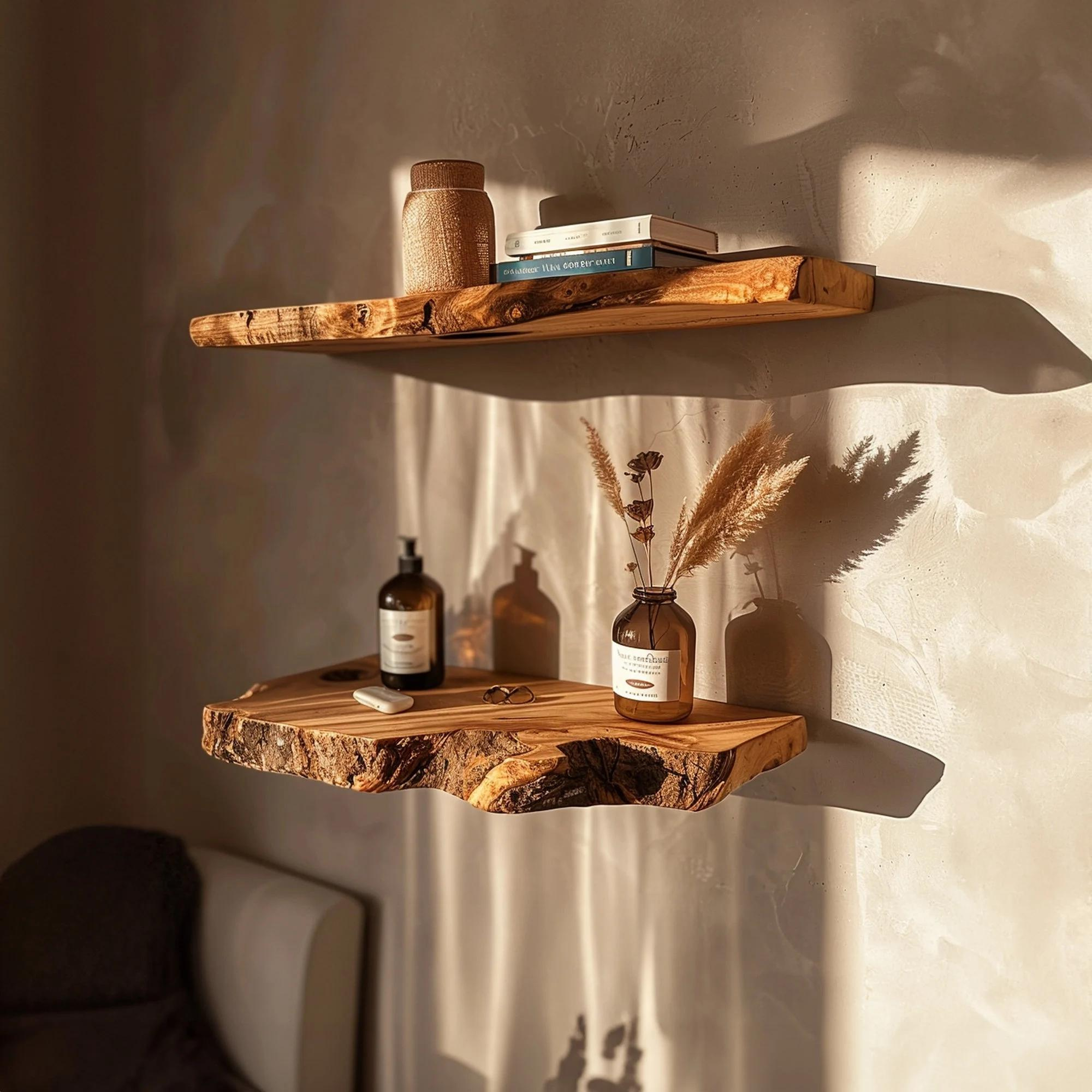 Floating Custom Wall Shelf Live Edge