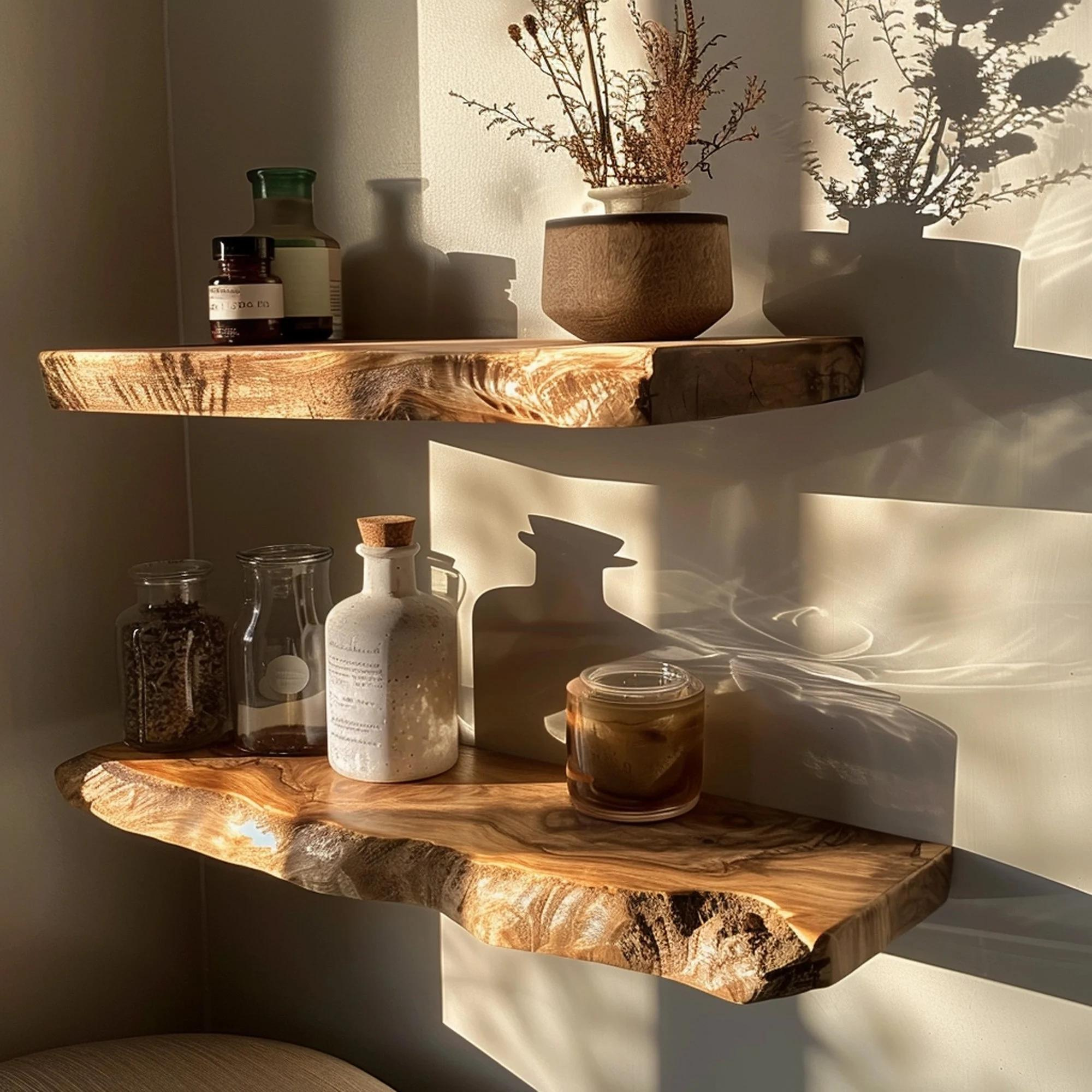 Floating Custom Wall Shelf Live Edge
