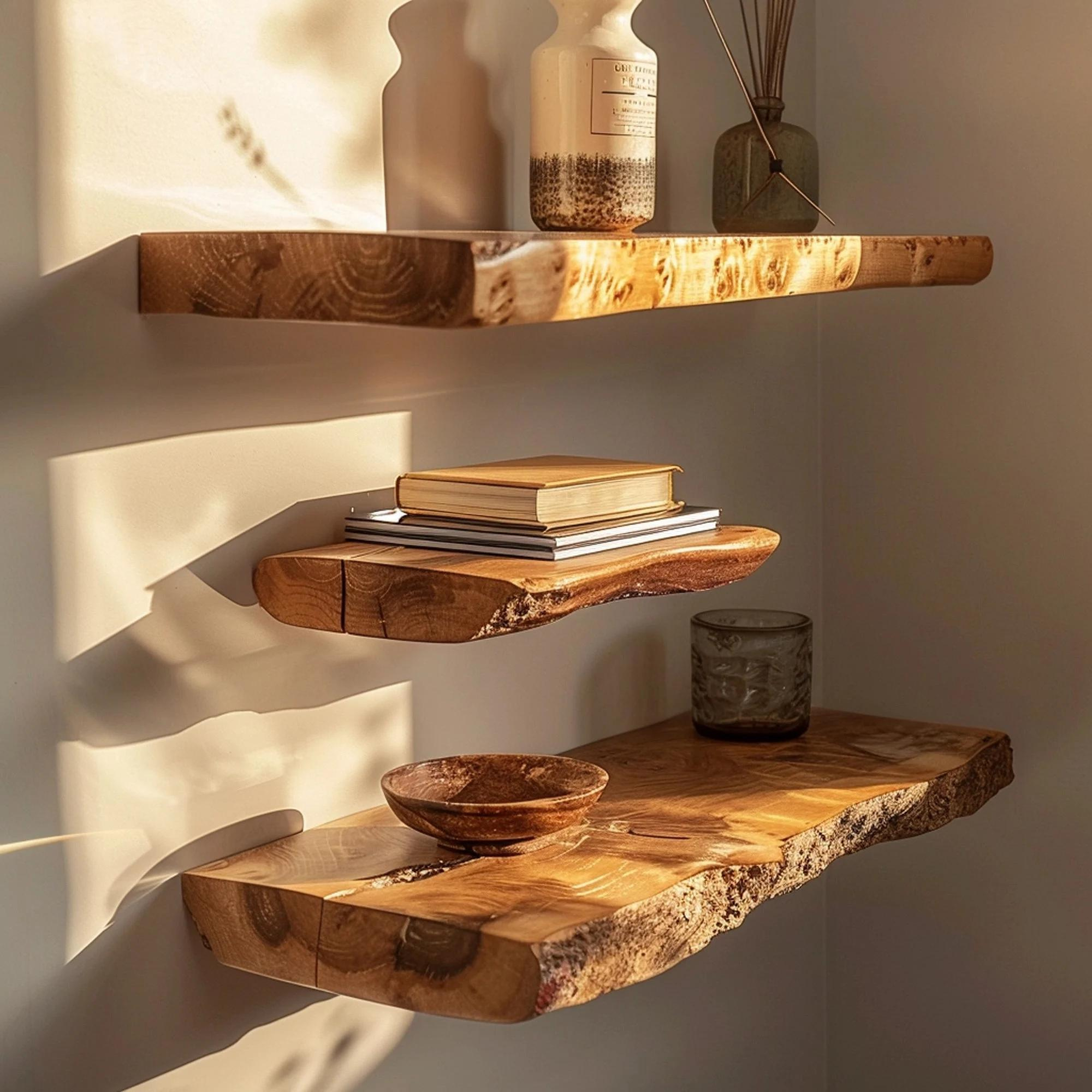 Floating Custom Wall Shelf Live Edge