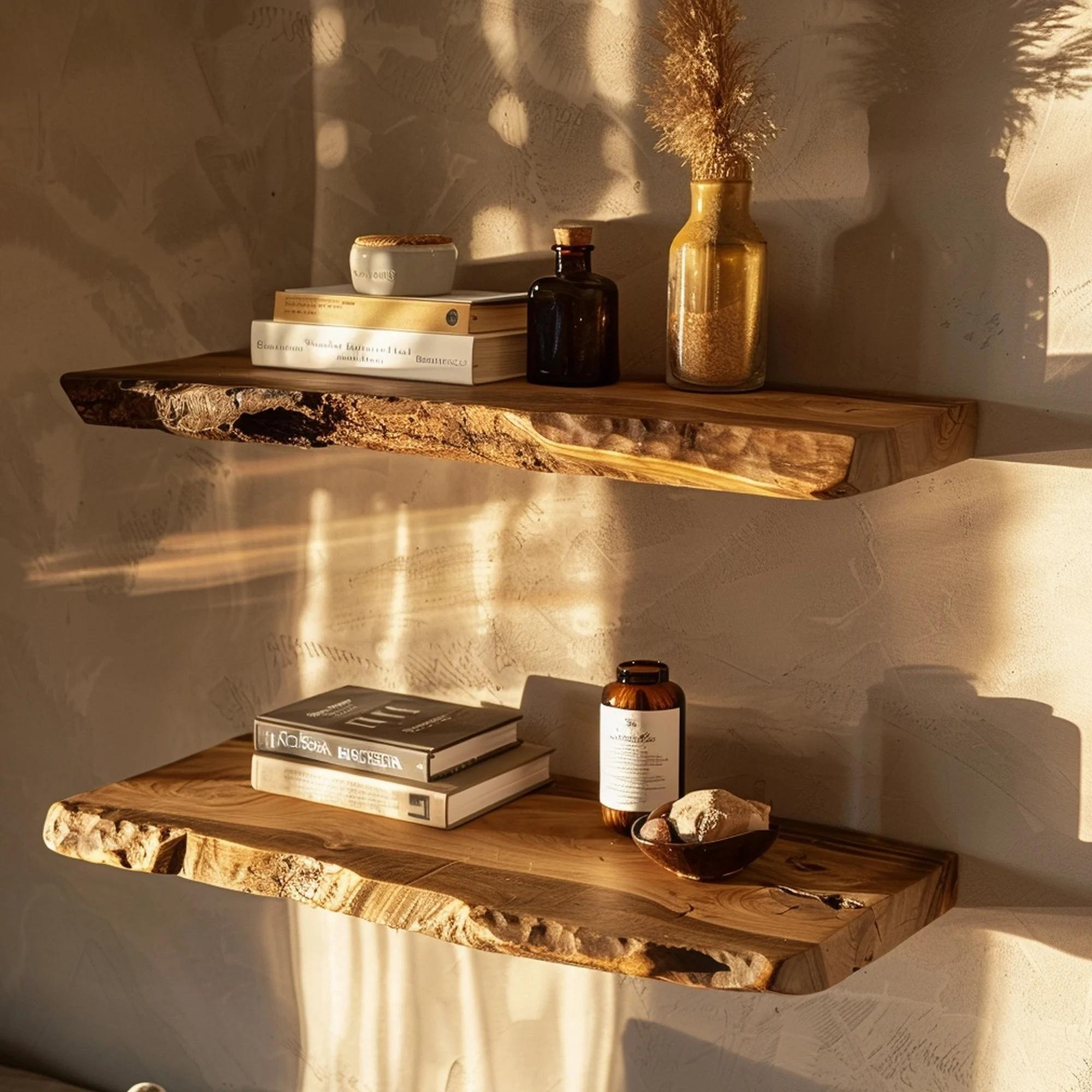 Floating Custom Wall Shelf Live Edge