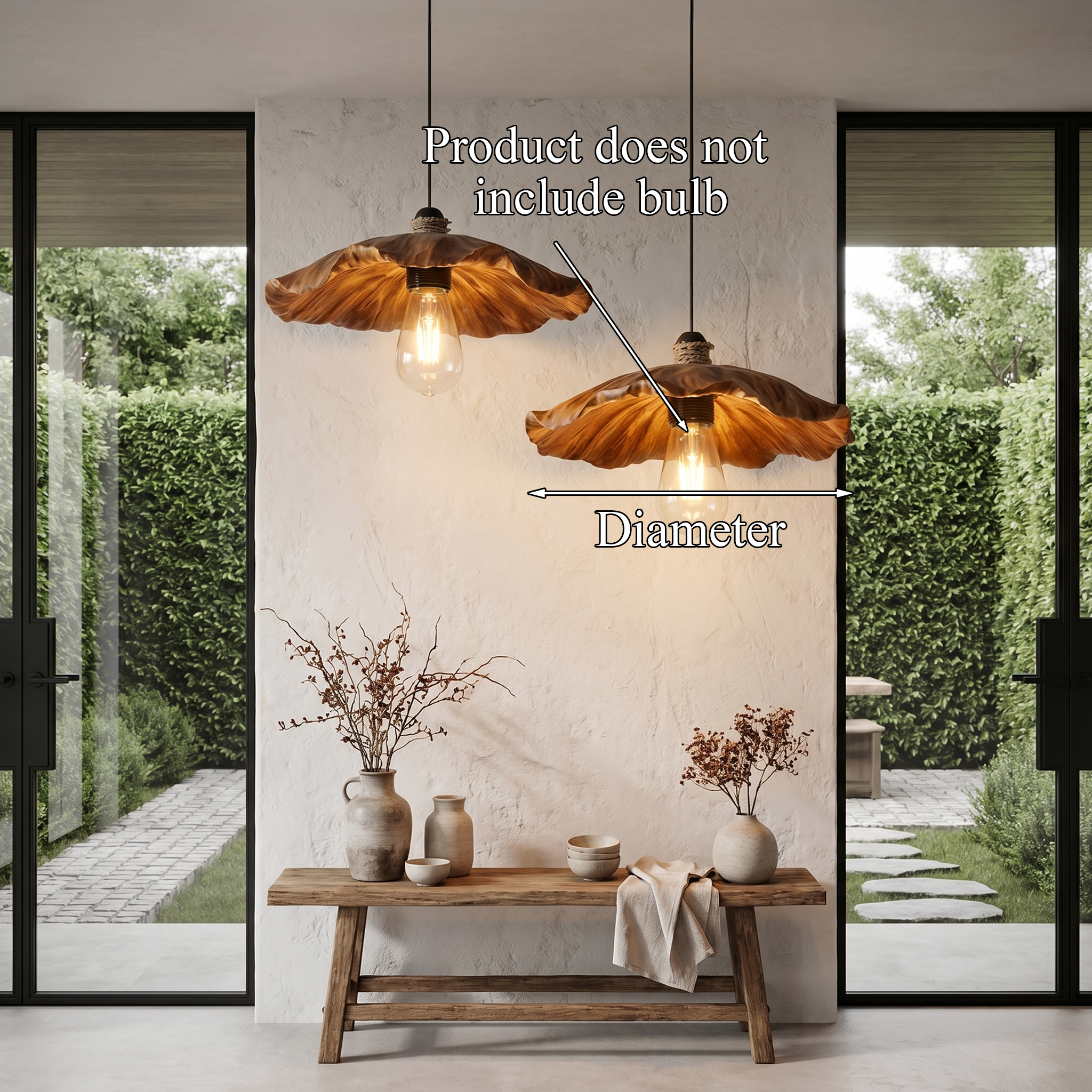 Bohemian Pendant Lamp With Wooden Leaf Shape Design For Living Room
