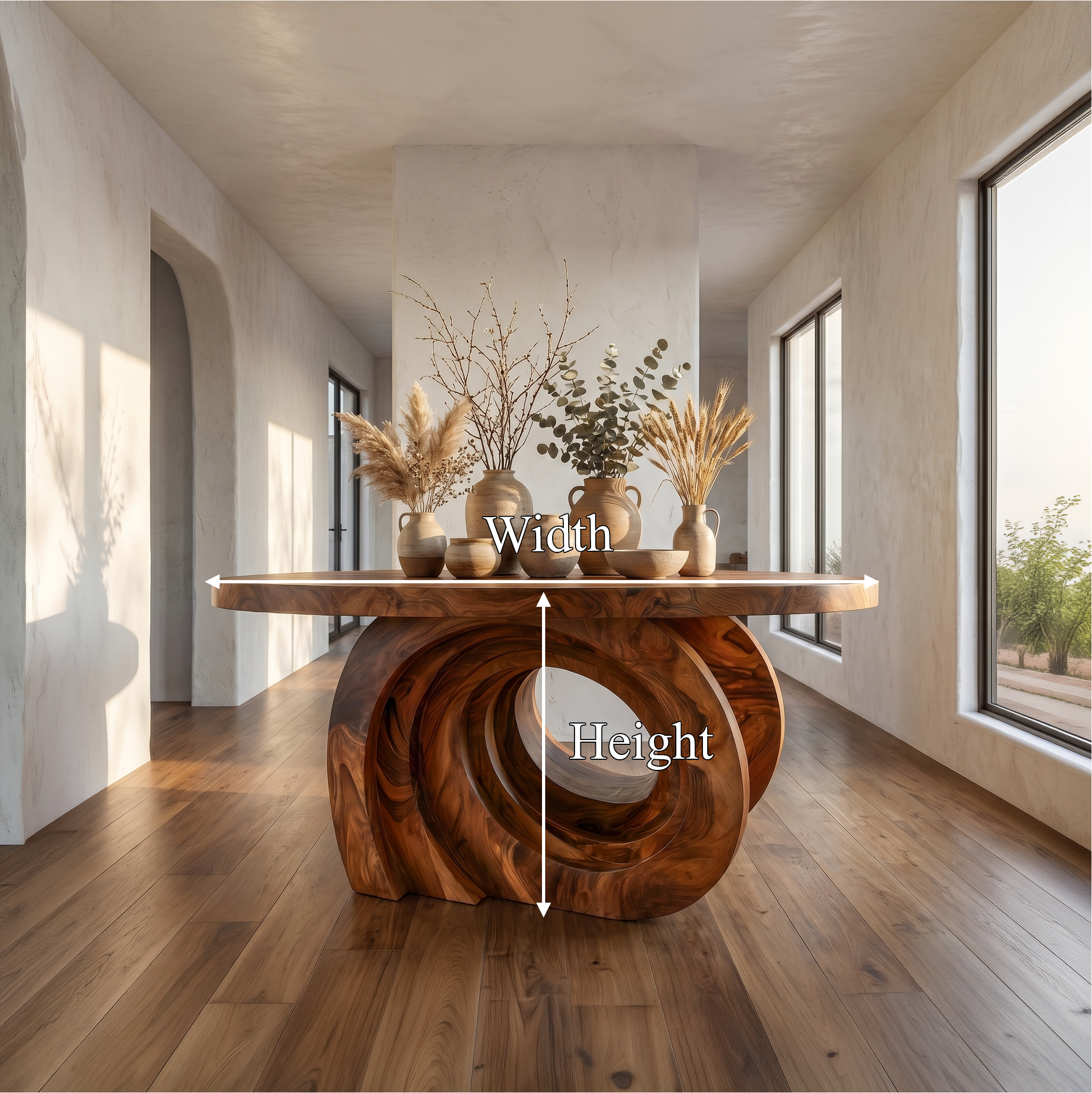 Organic Foyer Table With Pedestal Base For Entryway And Hallway