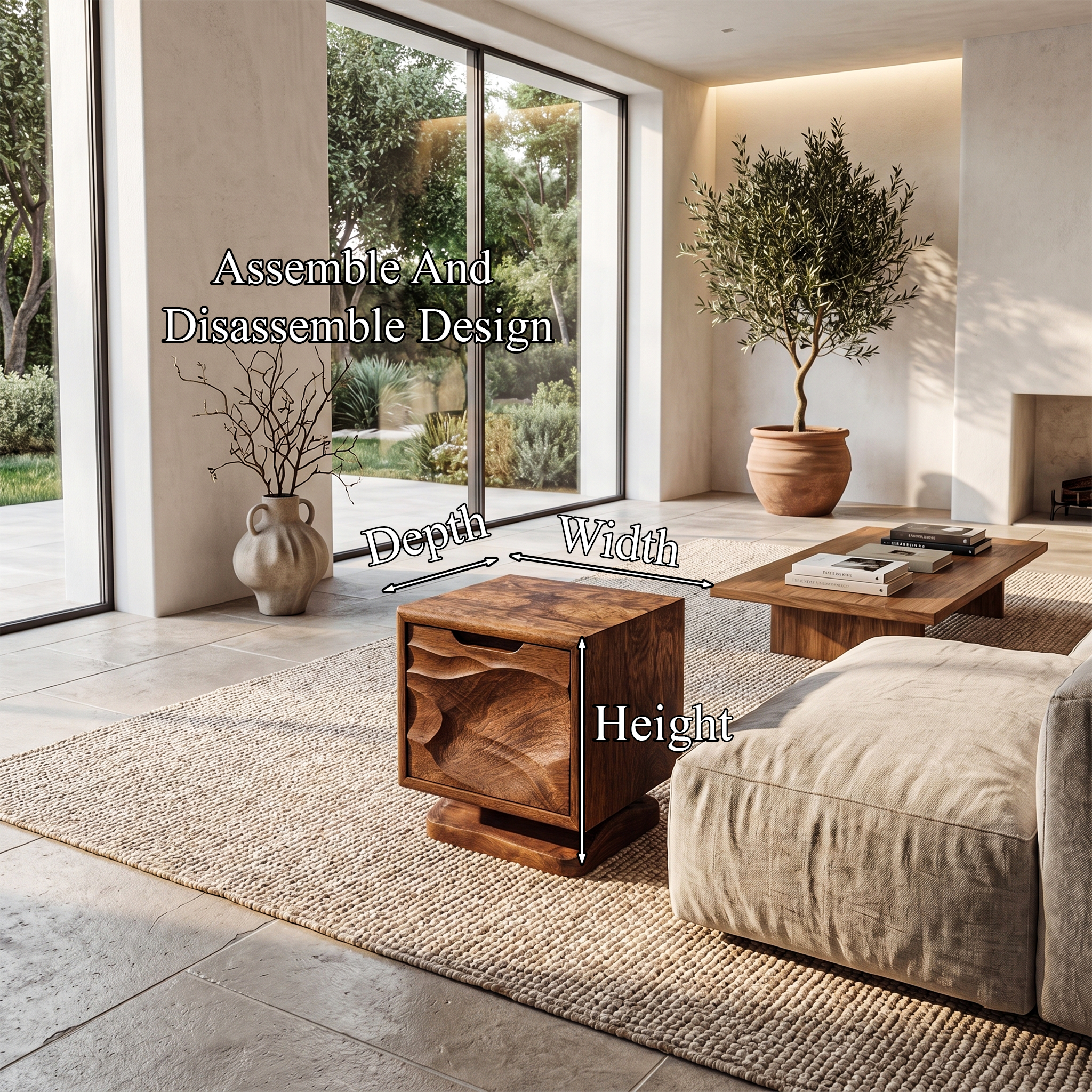 Rustic Beside Table With Open Shelf Storage And Solid Wood Design For Living Room And Bedroom