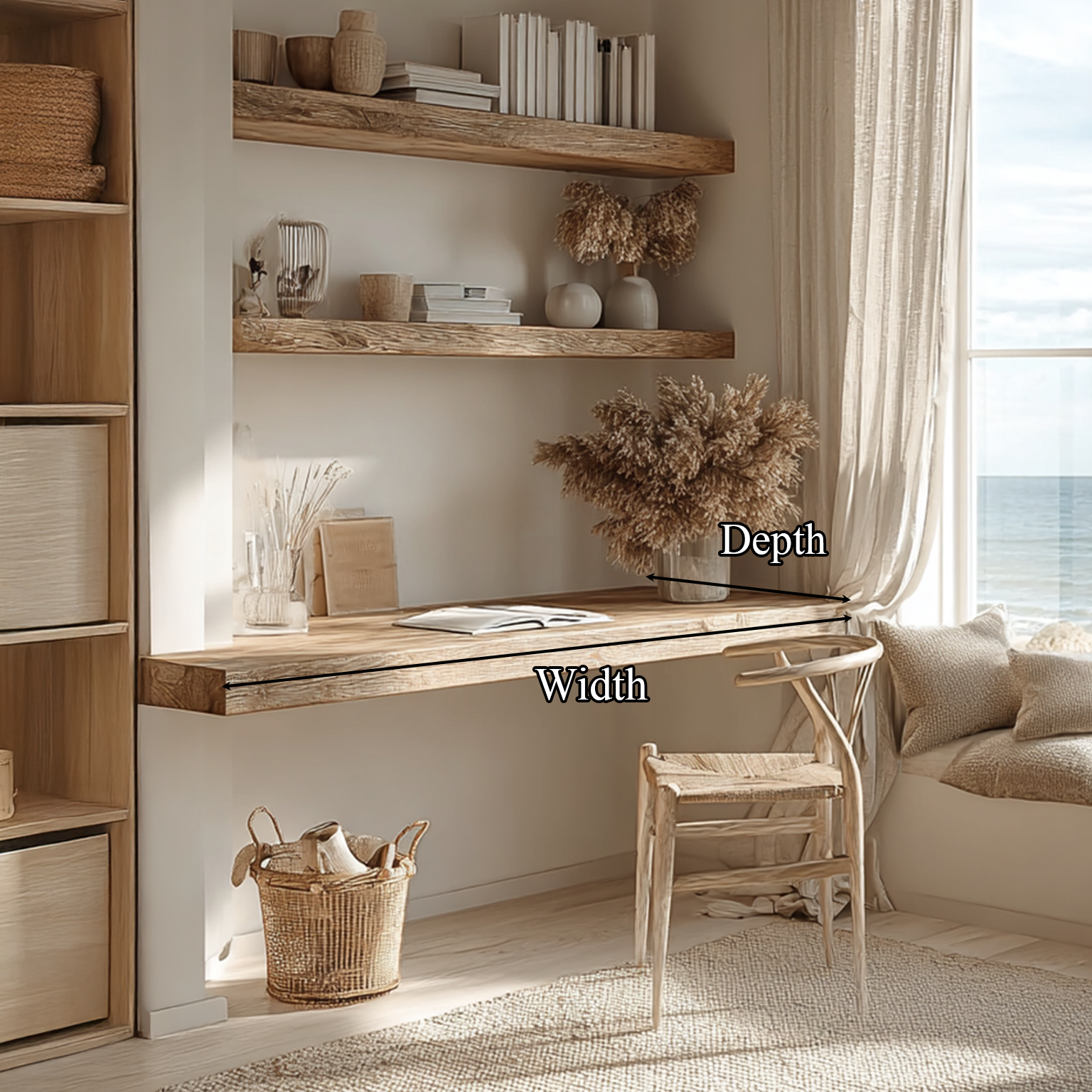 Mid Century Floating Desk Modern Living Room