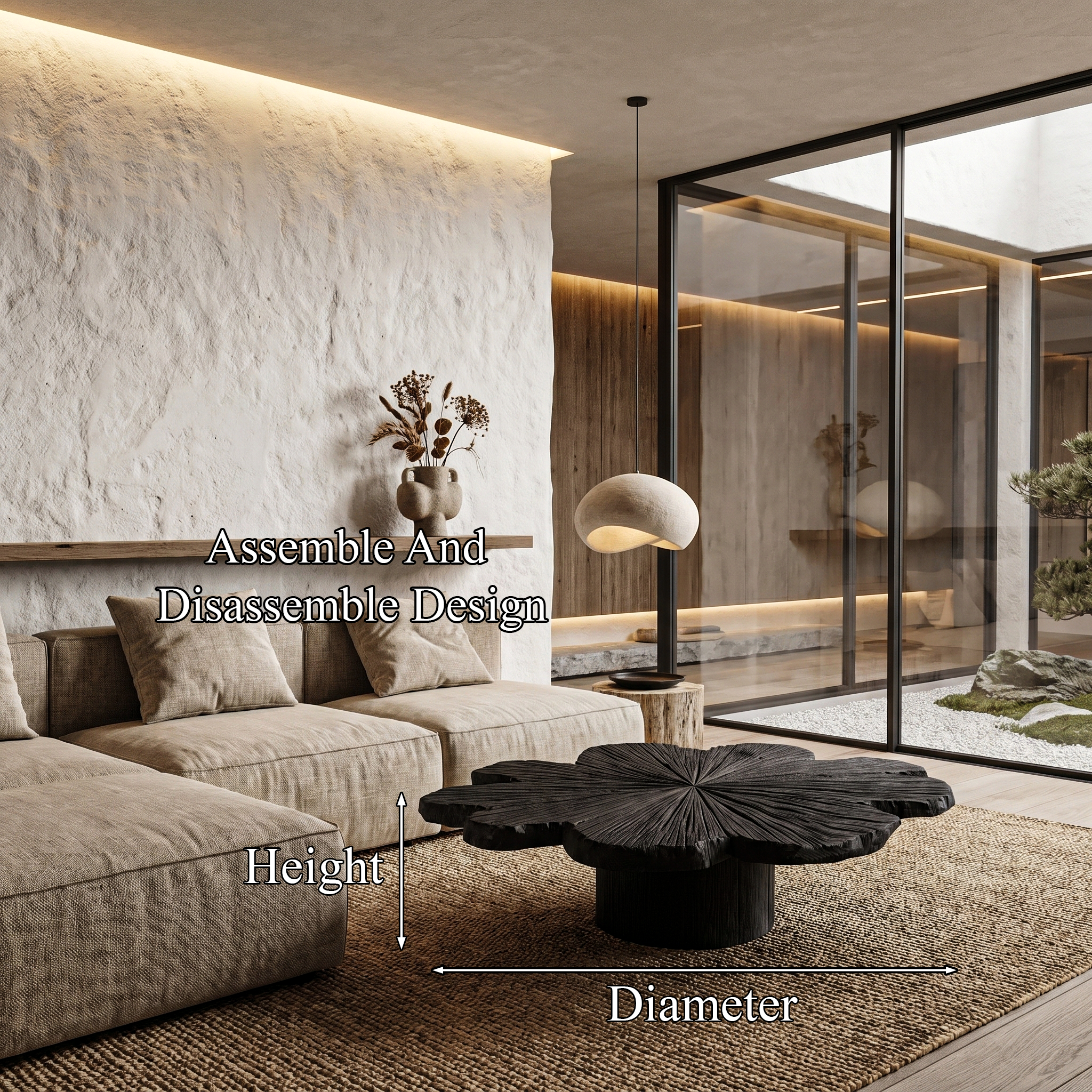 Modern Coffee Table With Sculptural Petal Inspired Design For Living Room