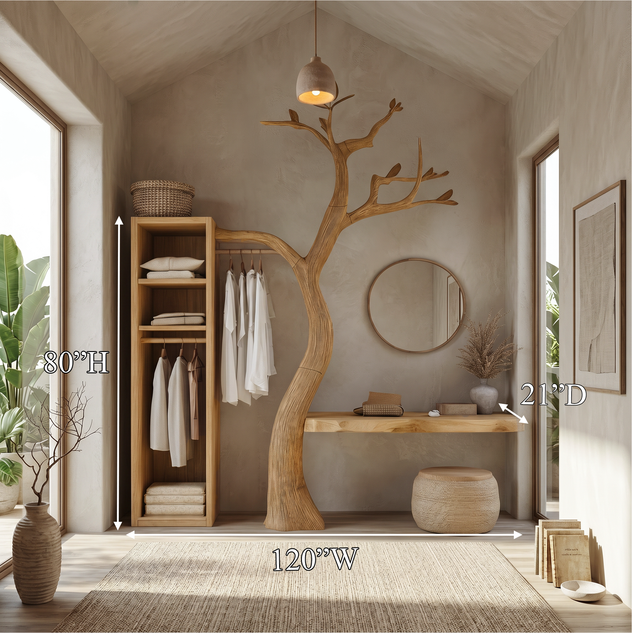 Natural Wardrobe Tree Coat Rack Bedroom And Walk In Closet