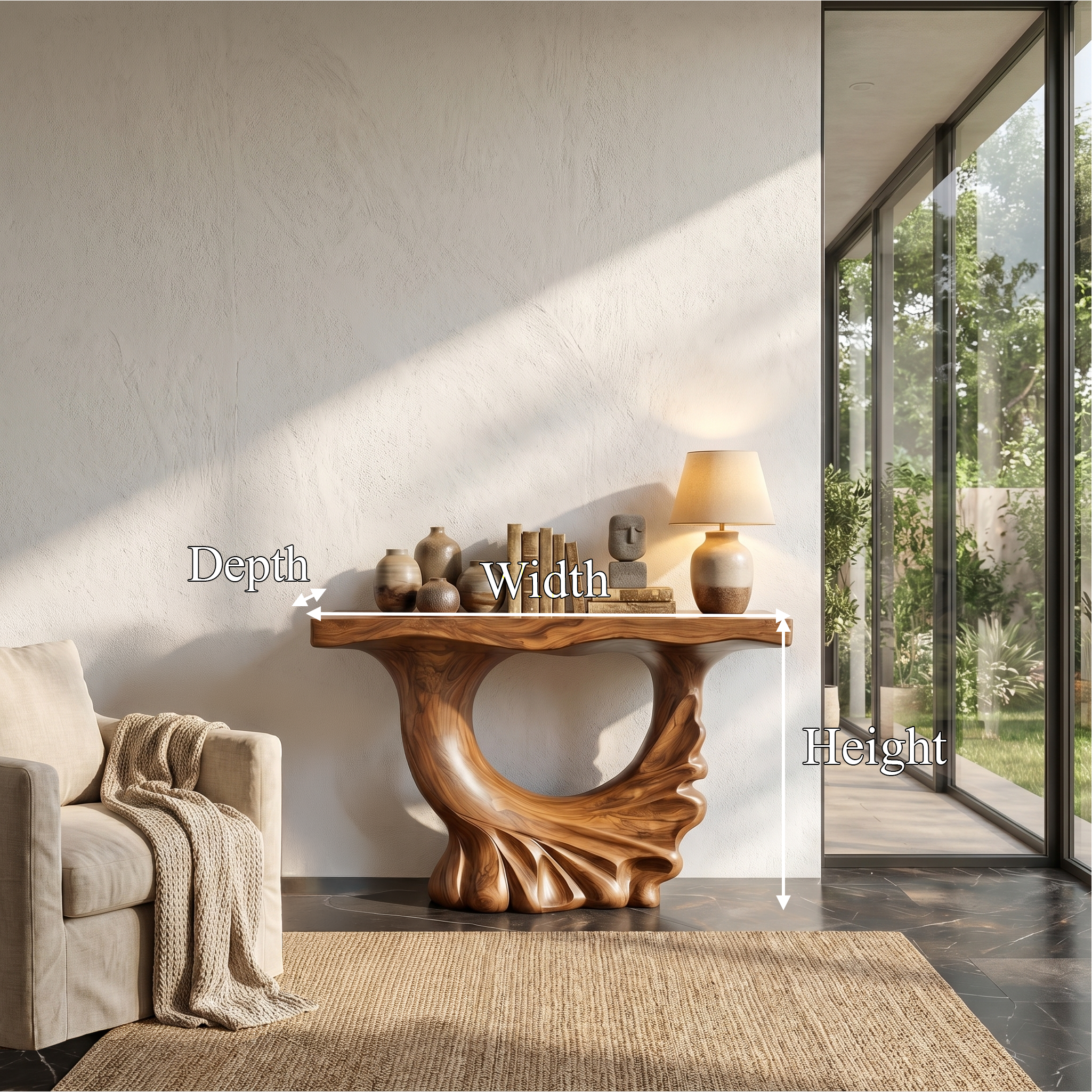 Modern Console Table With Ring Form Pedestal Base For Living Room