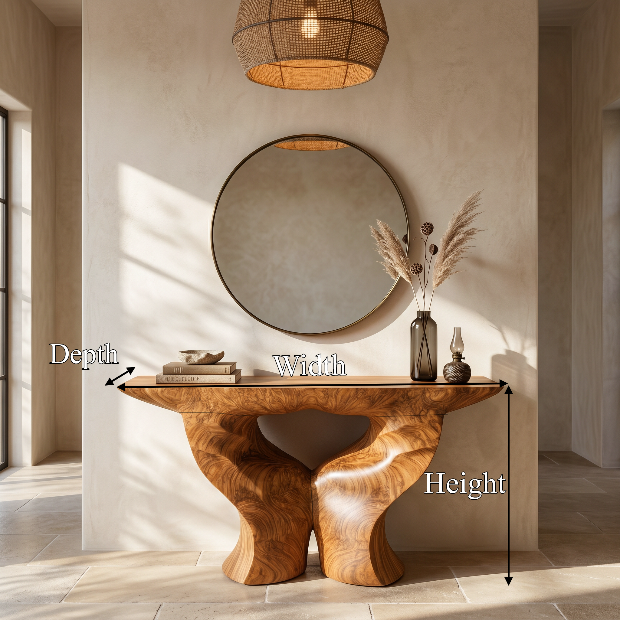 Organic Console Table With Artistic Nature Inspired Design For Living Room