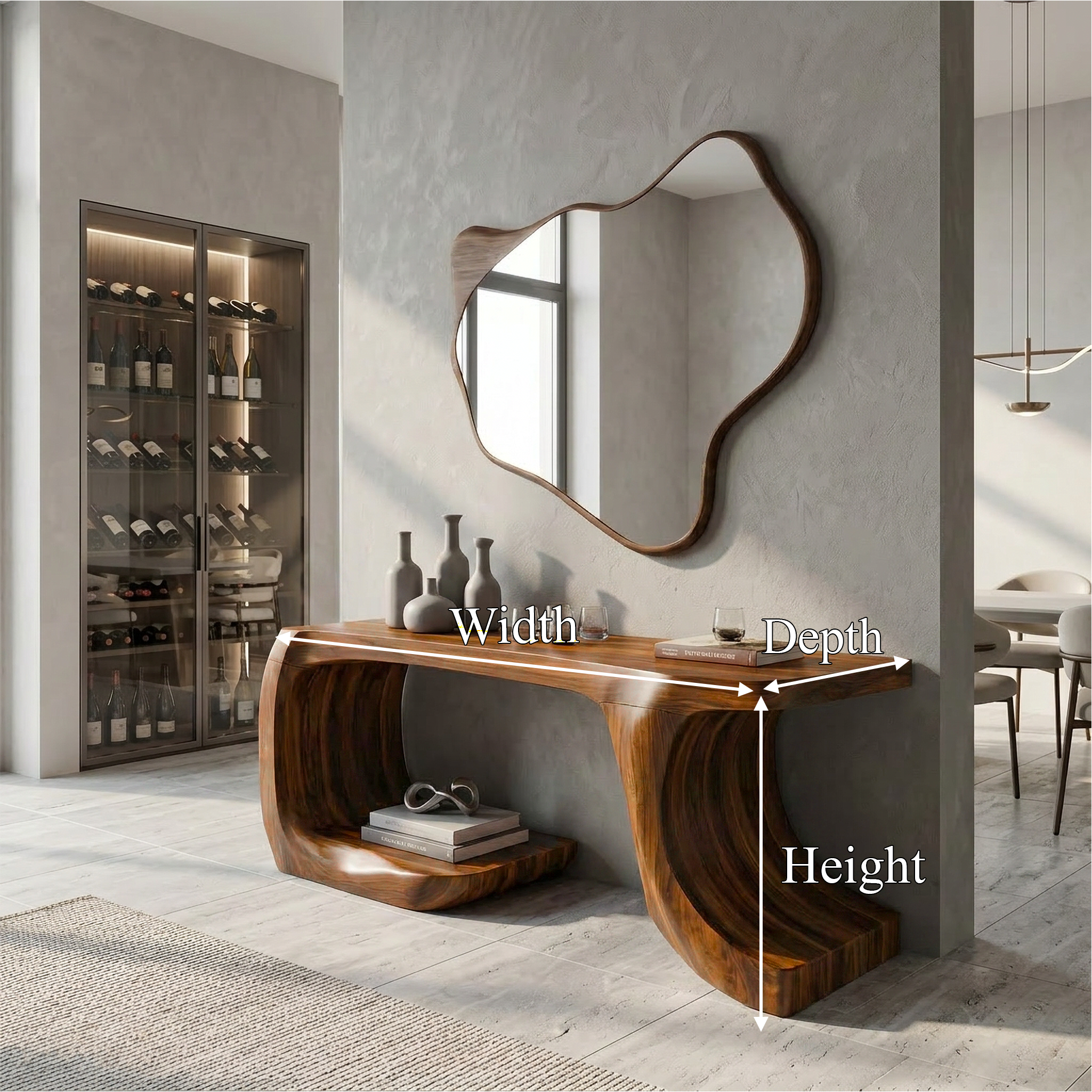 Modern Console Table With Organic Geometric Form For Hallway
