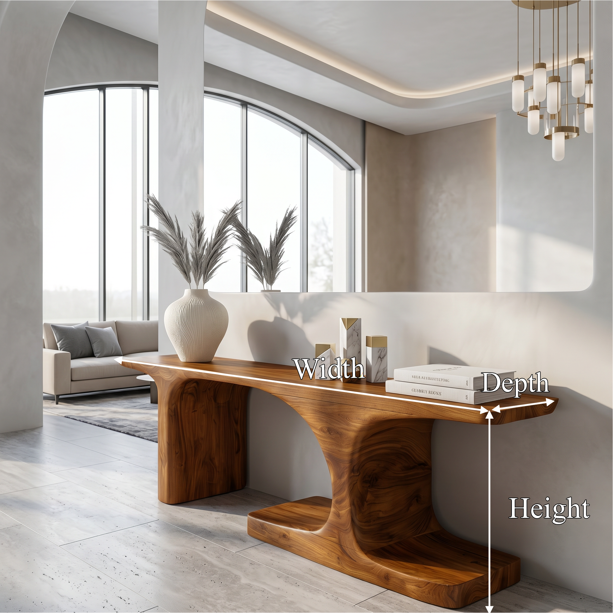 Organic Console Table With Sculptural Arched Form For Entryway