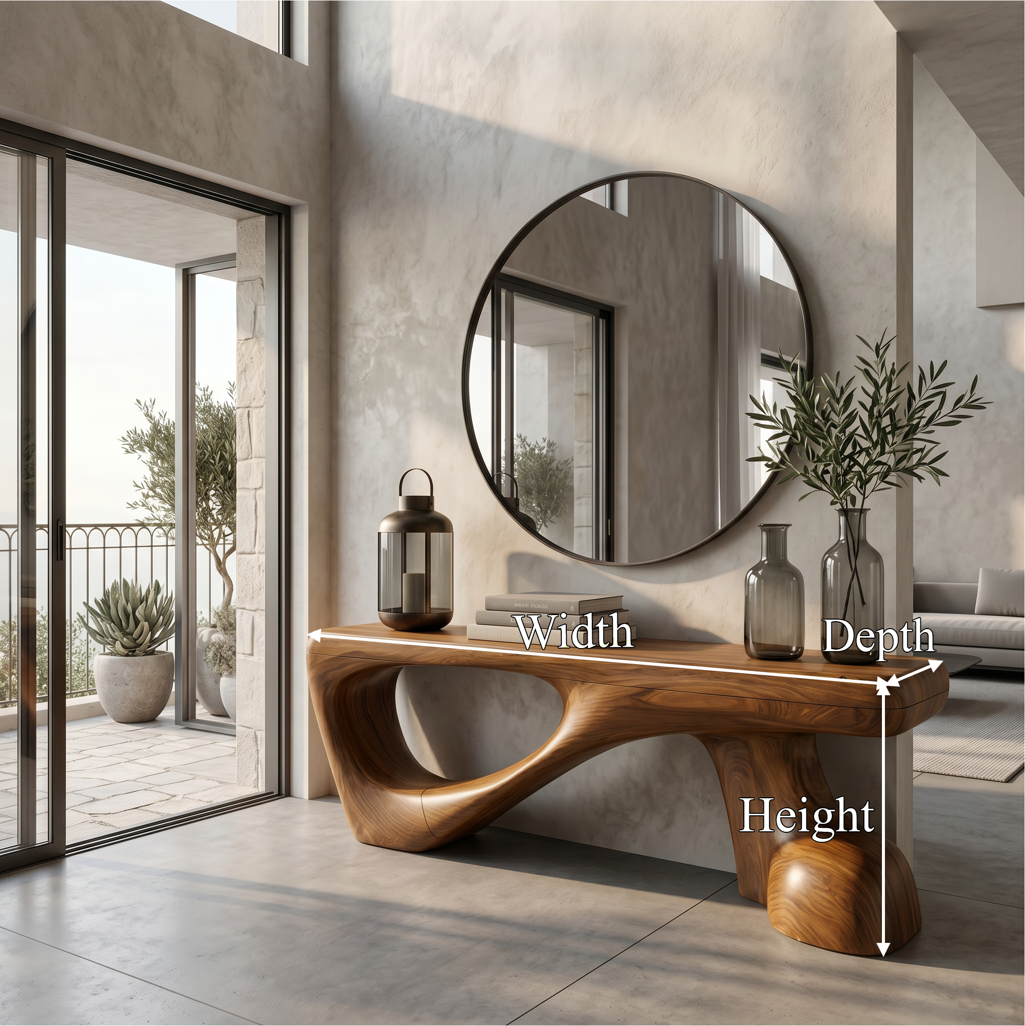 Rustic Console Table With Organic Root Form For Hallway