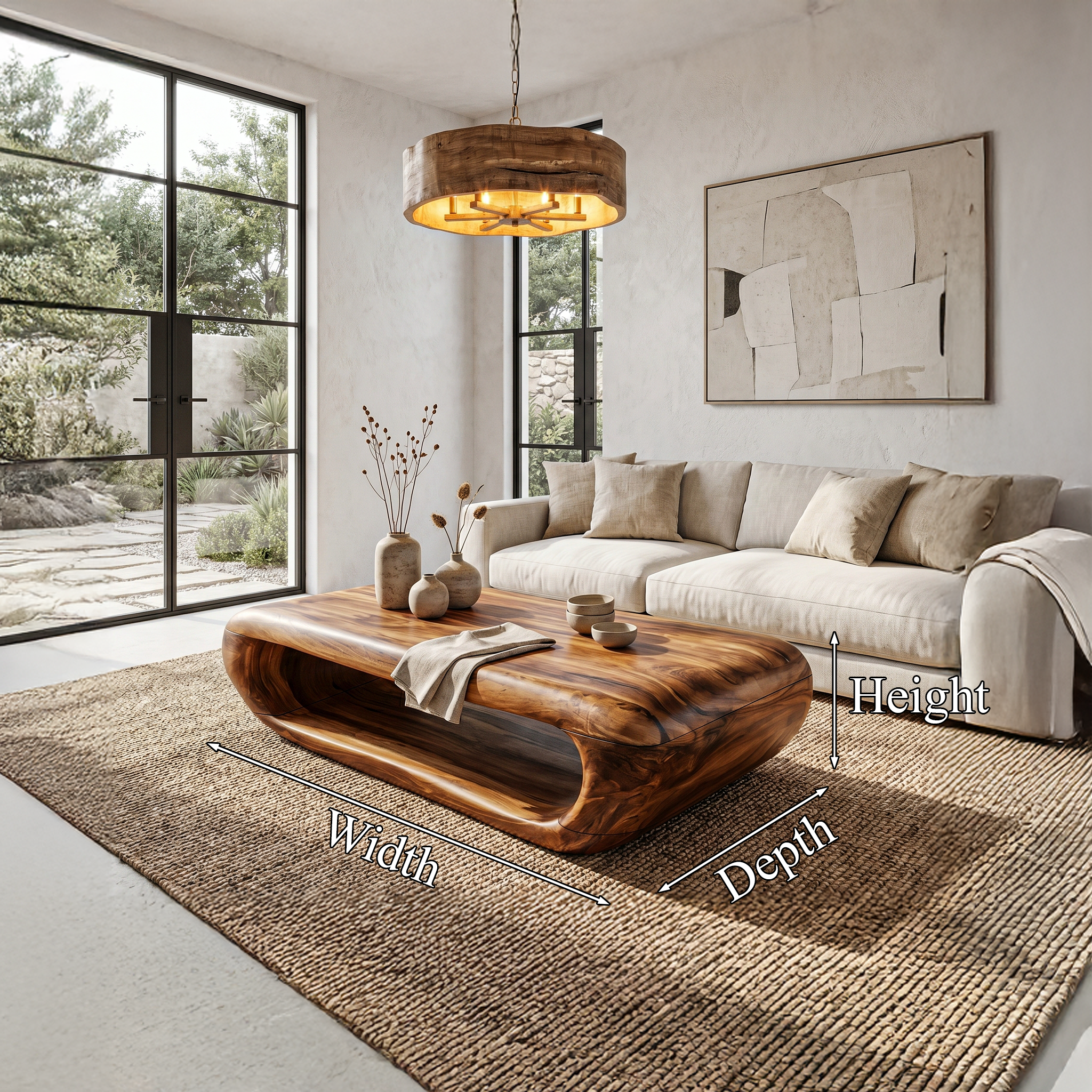Organic Coffee Table With Open Storage For Living Room