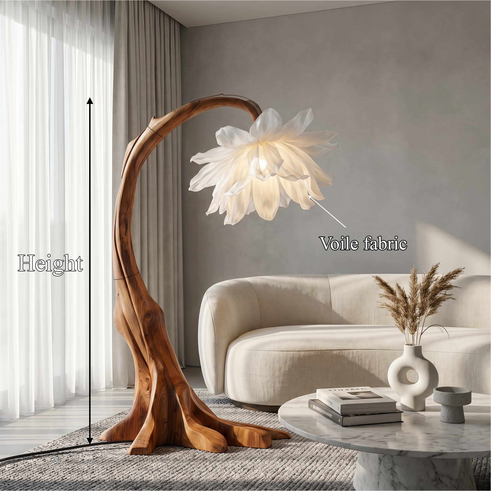 Contemporary Floor Lamp With Sculptural Floral Design For Living Room And Bedroom