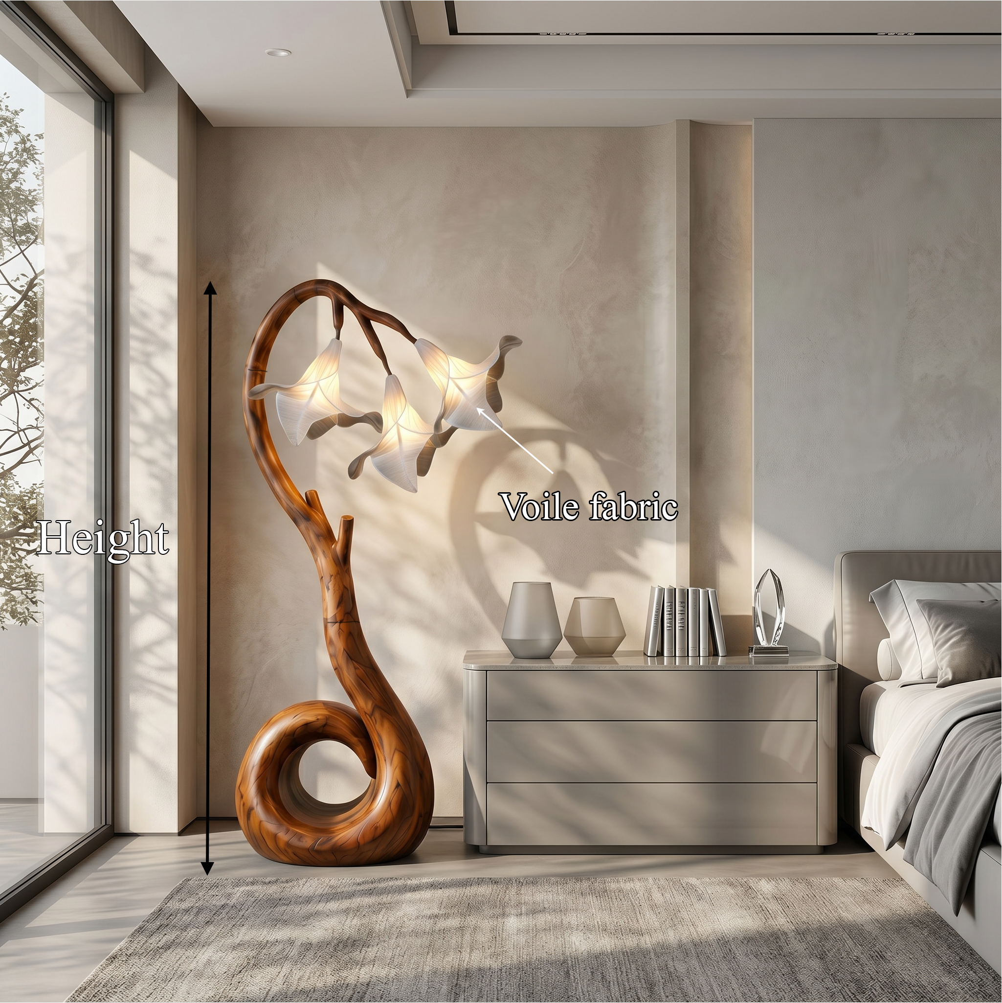 Modern Floor Lamp With Organic Flower Form For Bedroom And Lounge