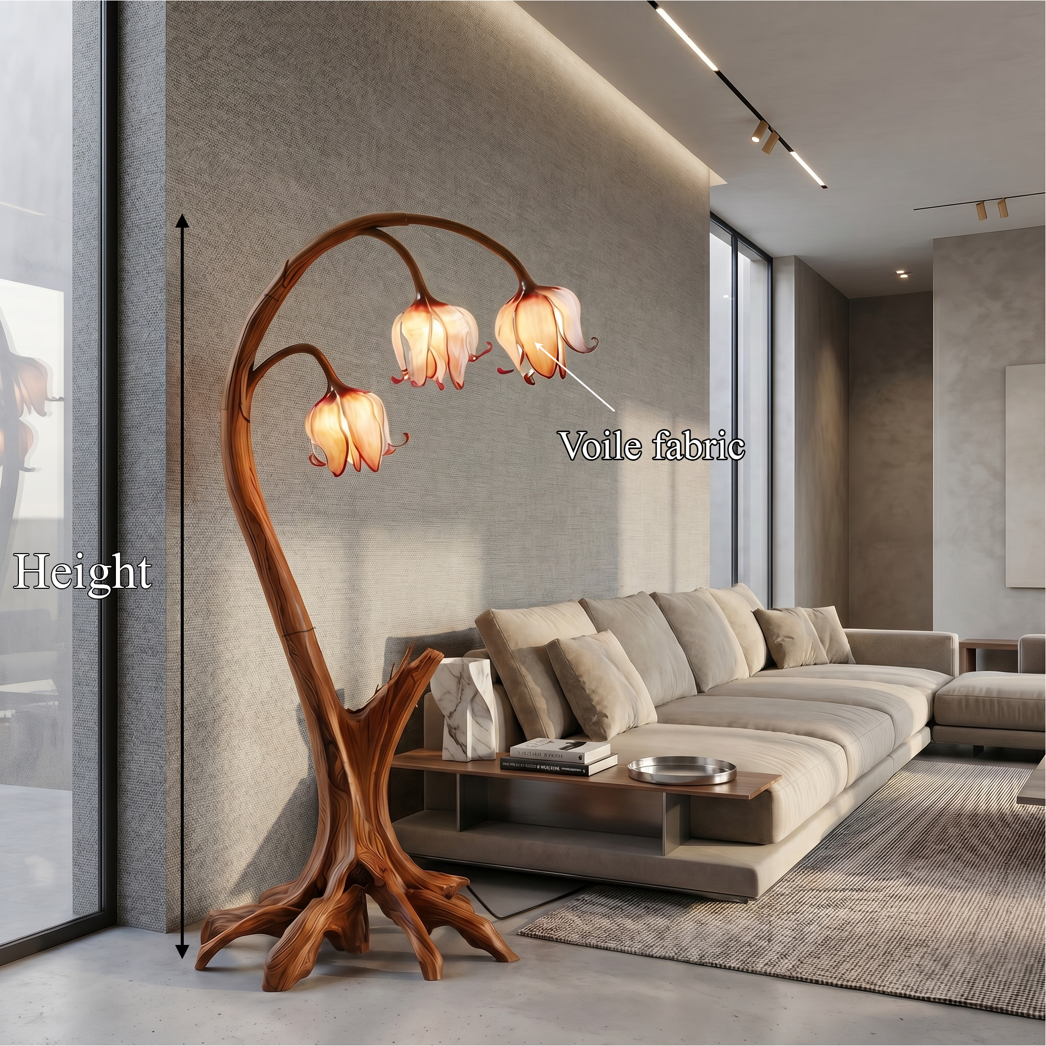 Rustic Floor Lamp With Blooming Bell Flower Design For Bedroom And Living Room