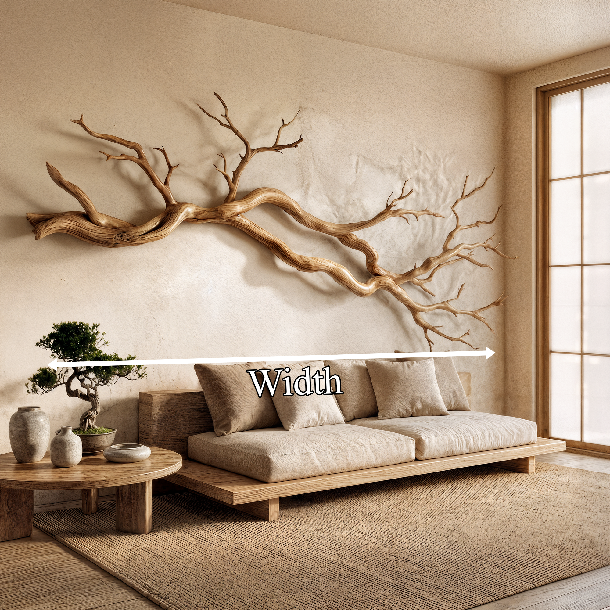 Wabi Sabi Horizontal Branch Wall Sculpture Living Room