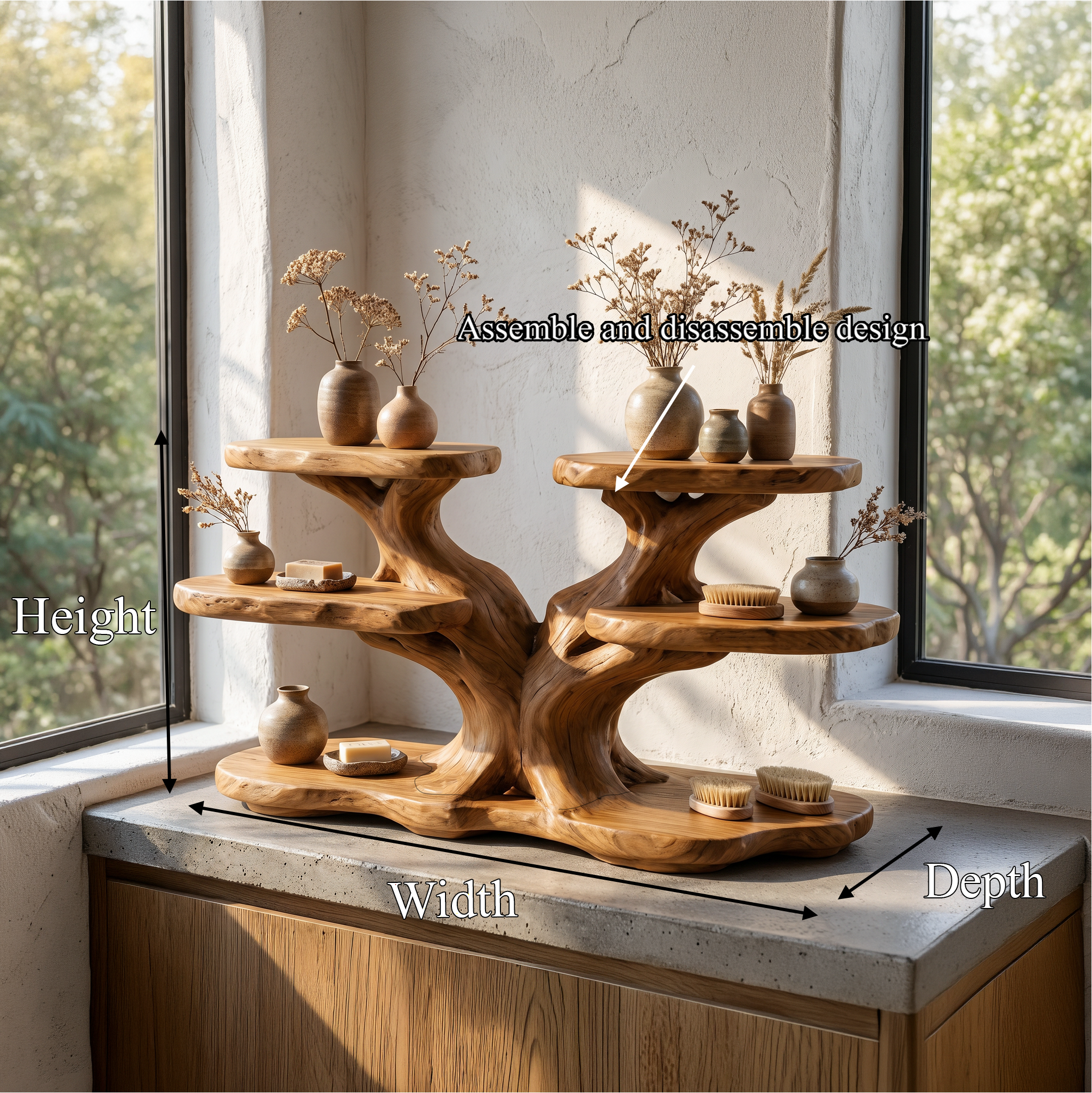 Handcrafted Bathroom Shelf With Multi Tier Display Storage For Bathroom