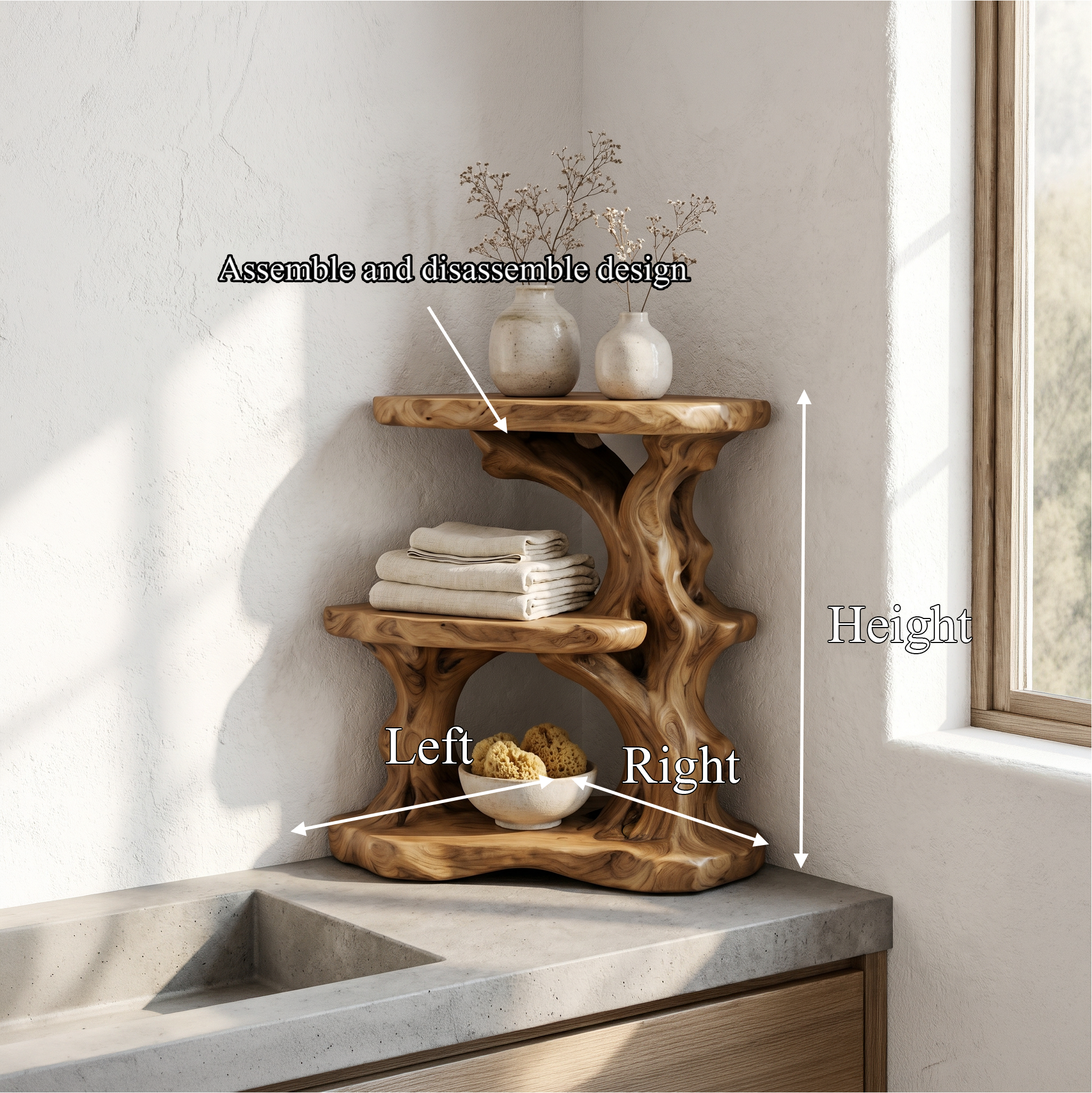 Organic Bathroom Shelf With Tiered Bathroom Display For Bathroom