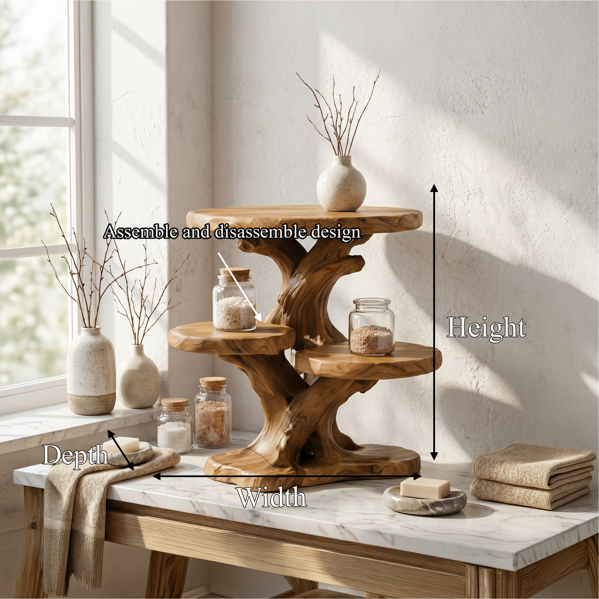 Contemporary Bathroom Counter Shelf With Architectural Design For Bathroom