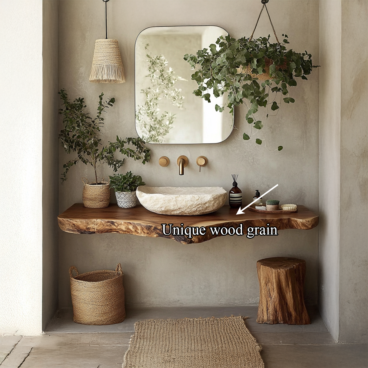 Midcentury Live Edge Shelf Vanity Bathroom