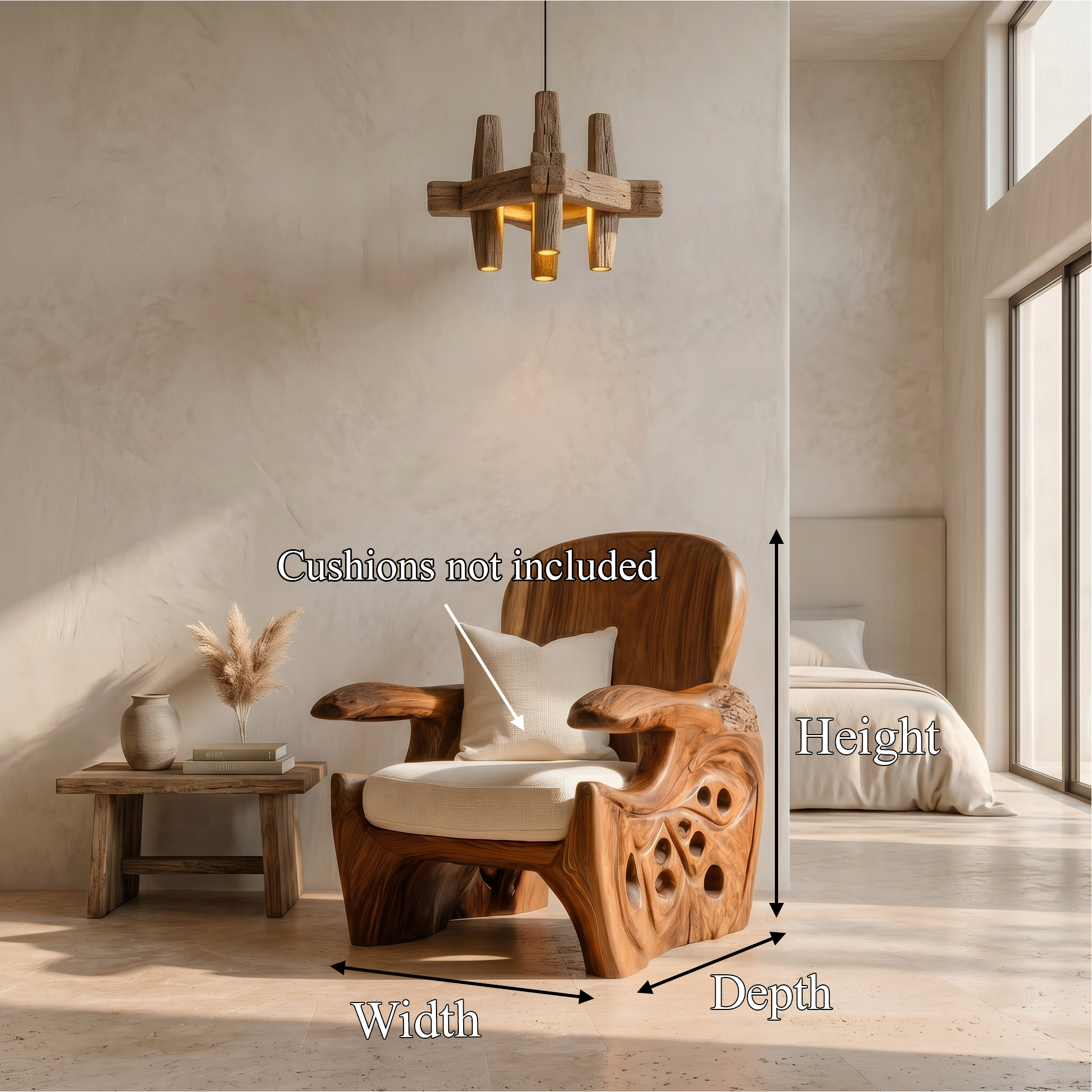 Rustic Wooden Armchair For Living Room Lounge Seating And Home Decor