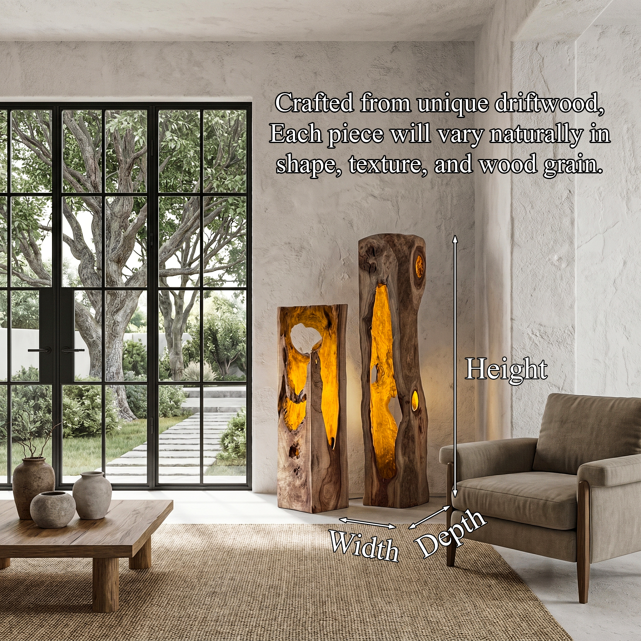 Rustic Floor Lamp With Natural Tree Trunk Design For Living Room And Bedroom