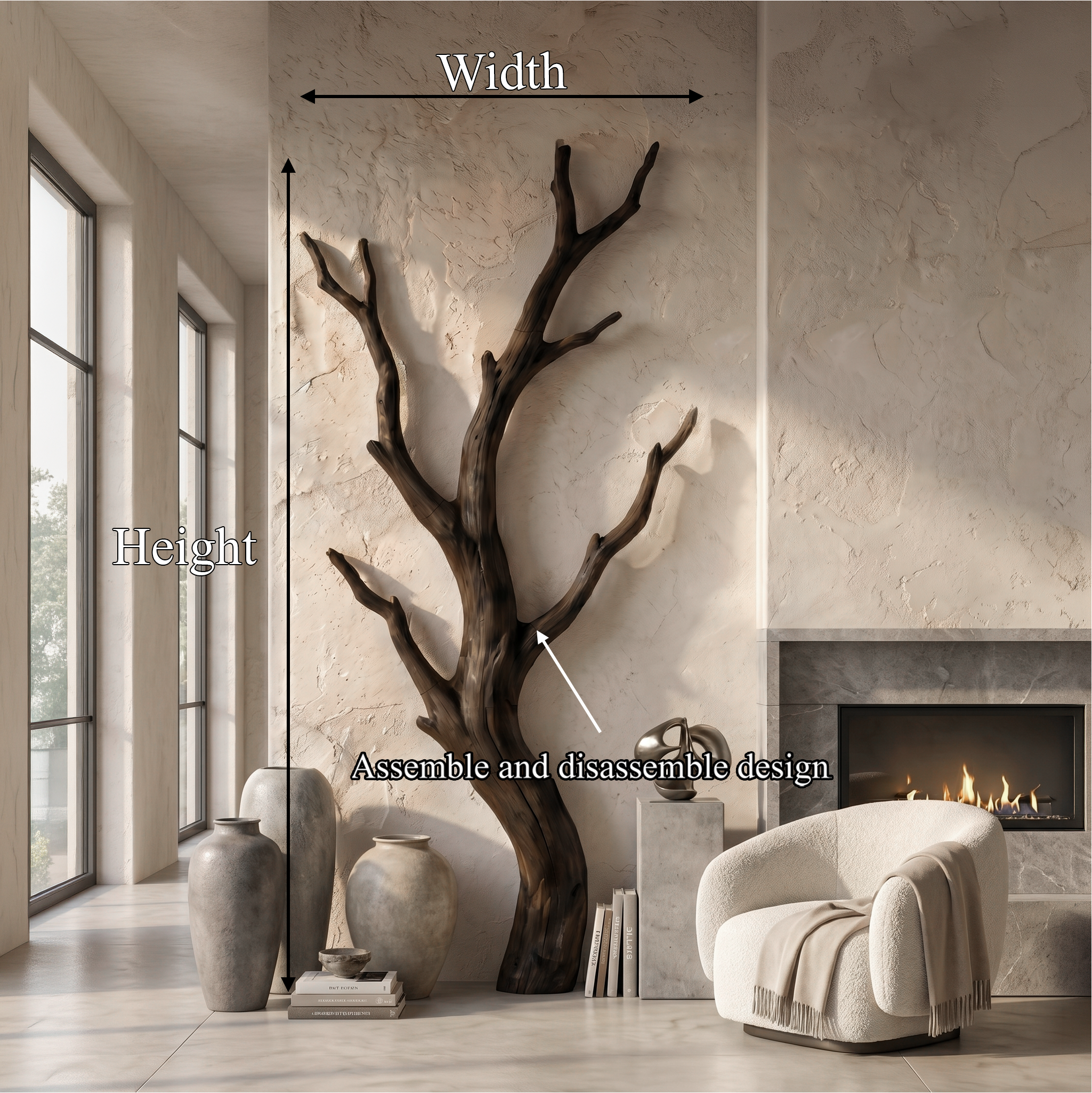 Organic Modern Branch Wall Art For Living Room