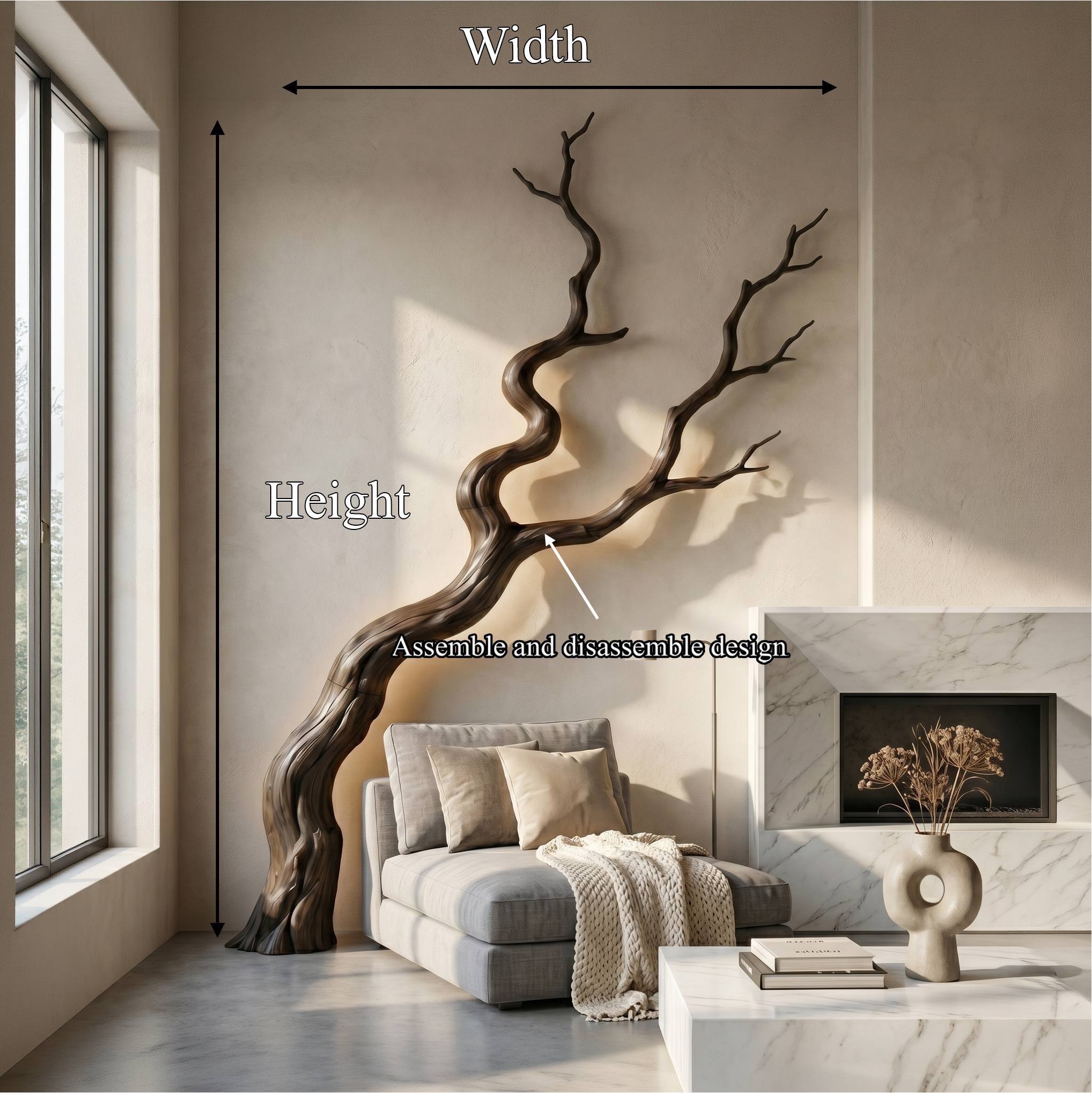 Nature Inspired Wall Decor Sculptural Branch Design For Living Room