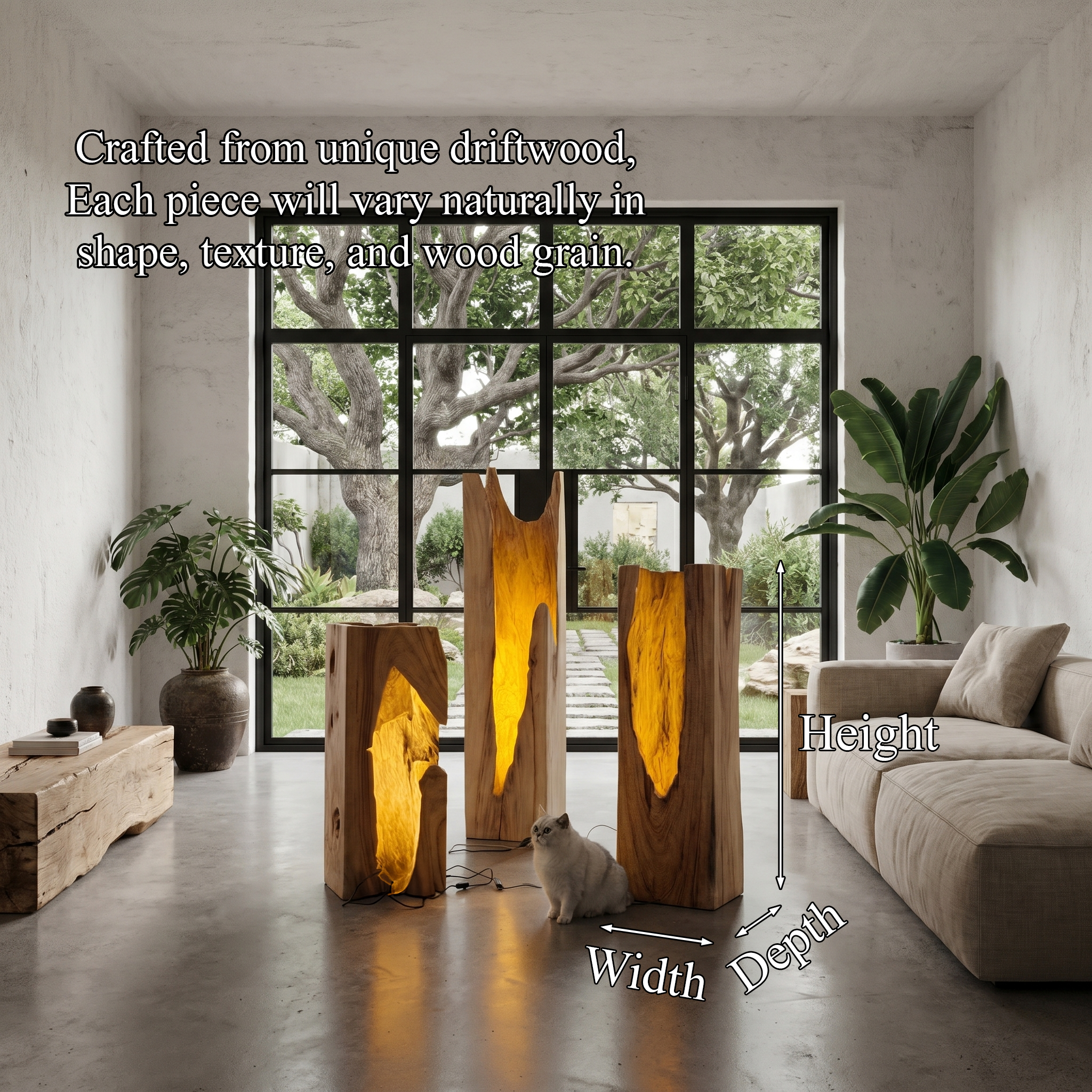 Rustic Tree Trunk Floor Lamp With Natural Hollow Wood Design For Living Room And Bedroom