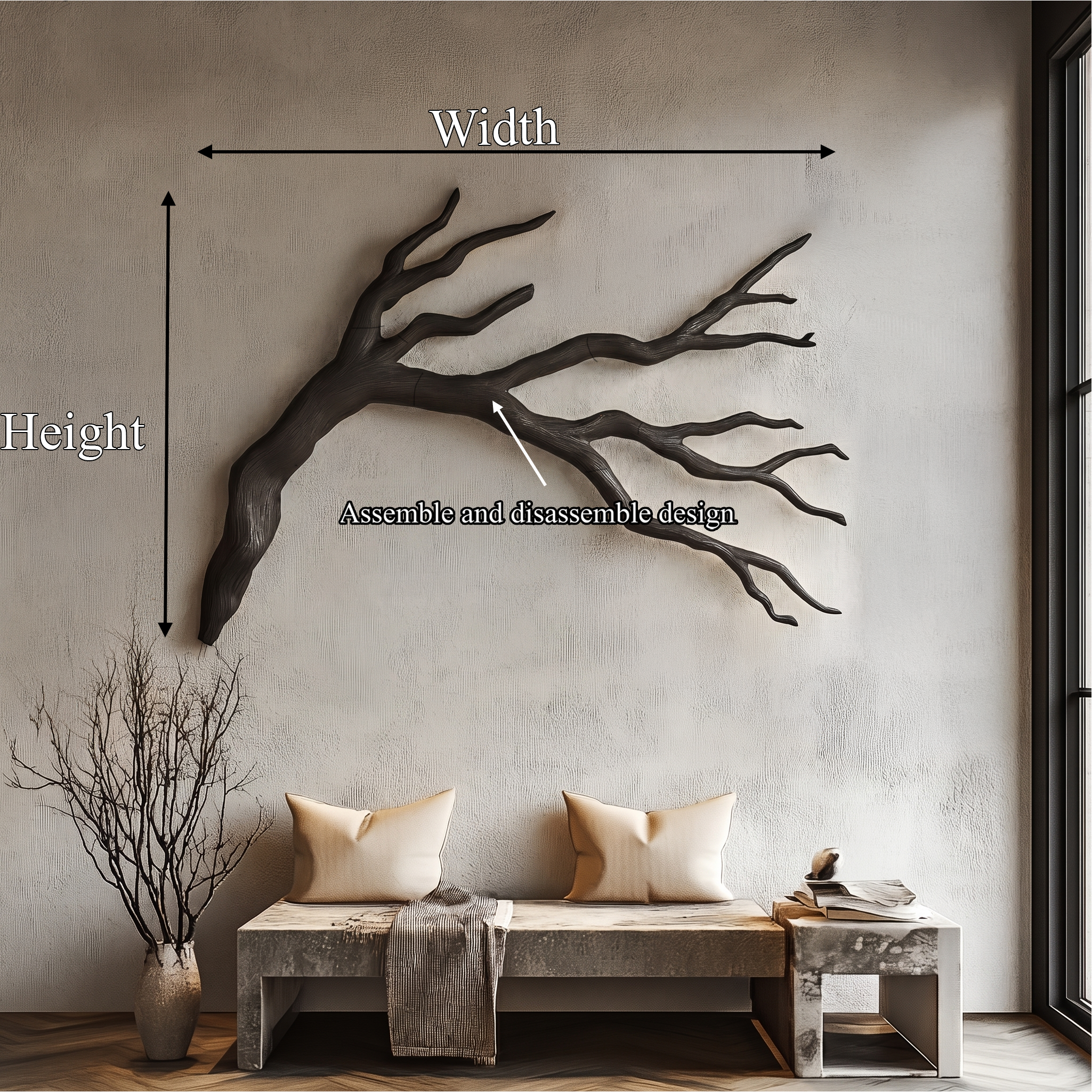 Rustic Wall Decor Natural Branch Sculpture For Living Room