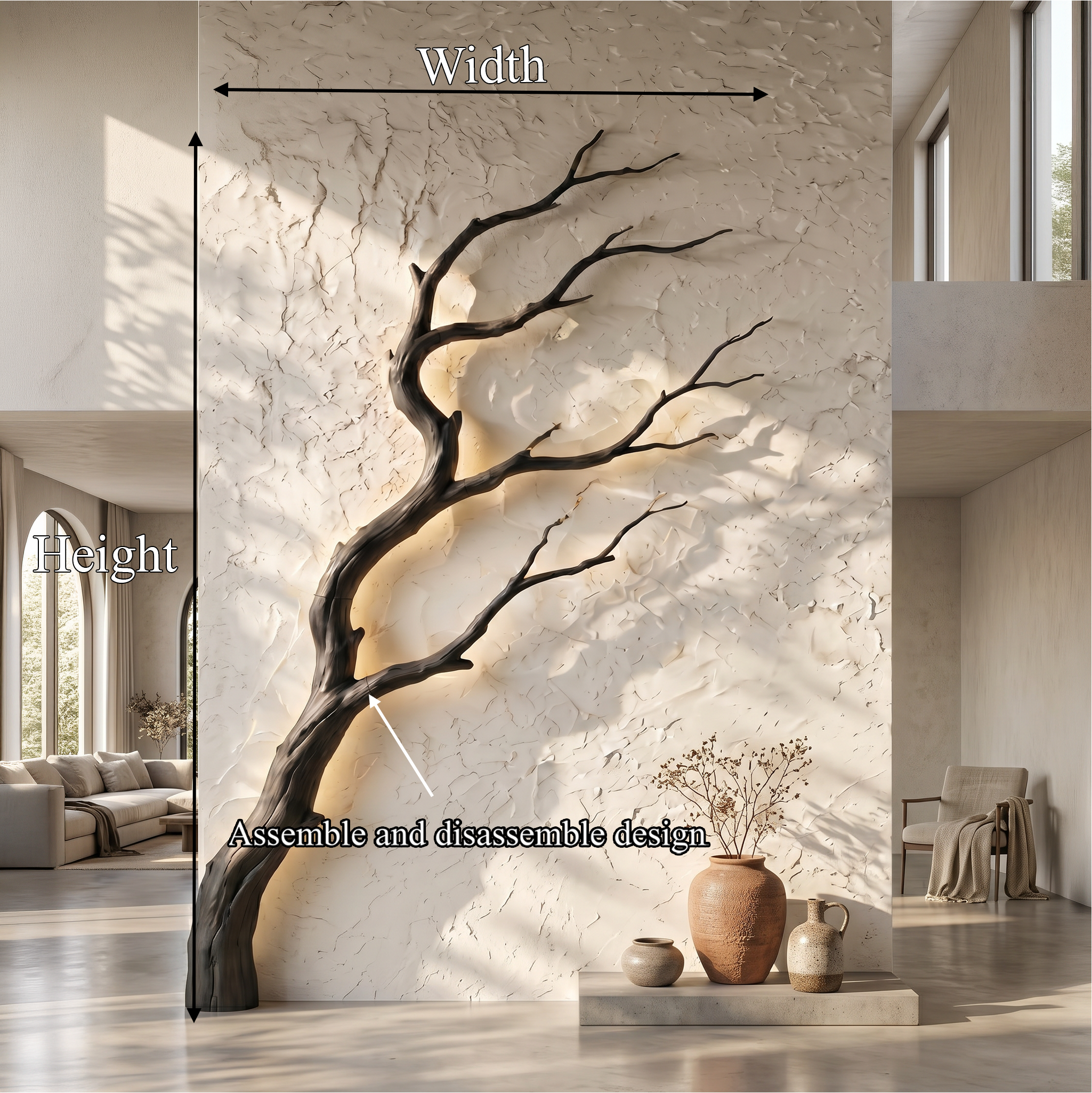 Organic Modern Wall Decor Sculptural Tree Branch For Entryway