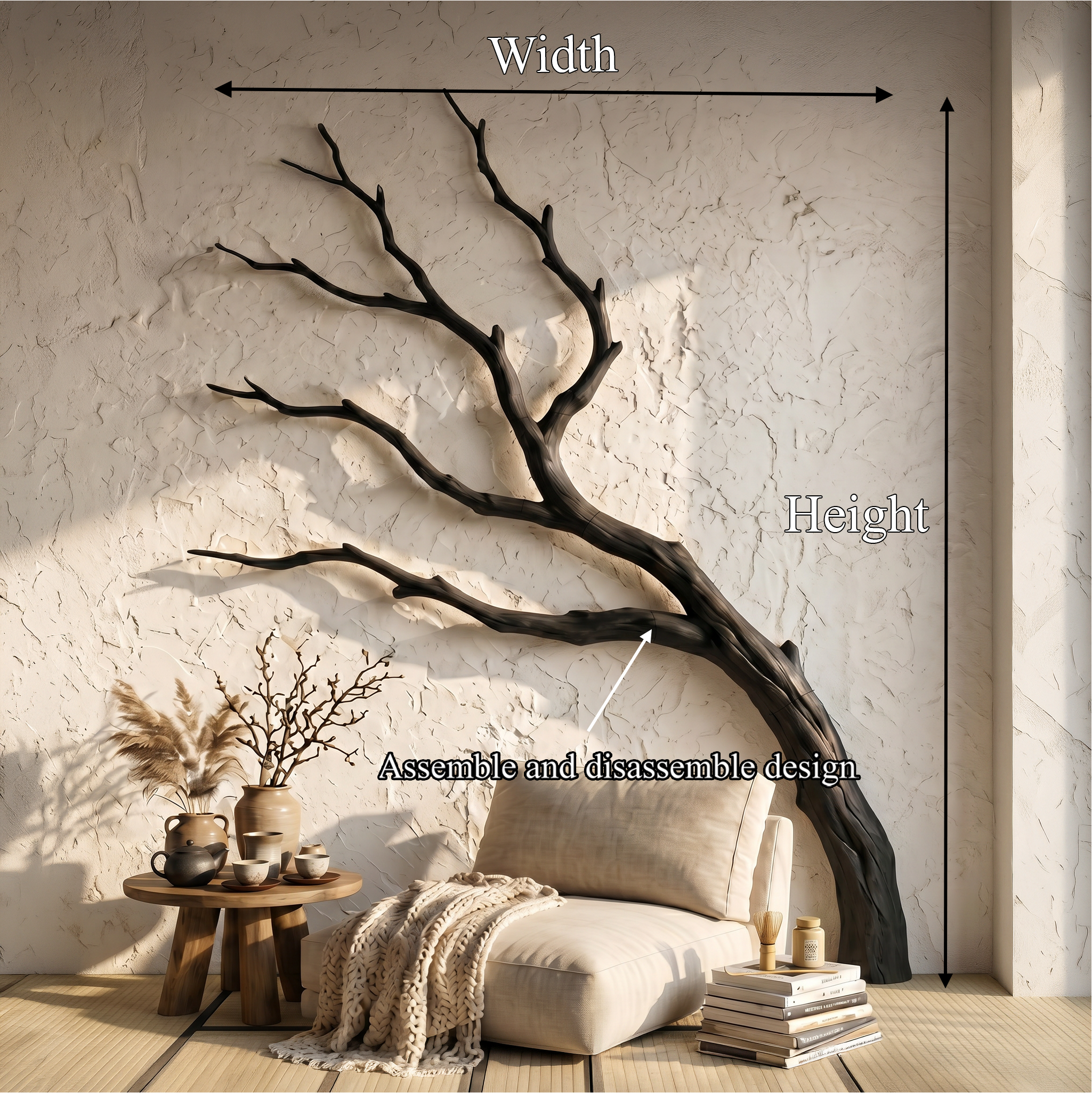 Contemporary Wall Decor Natural Tree Branch Form For Living Room