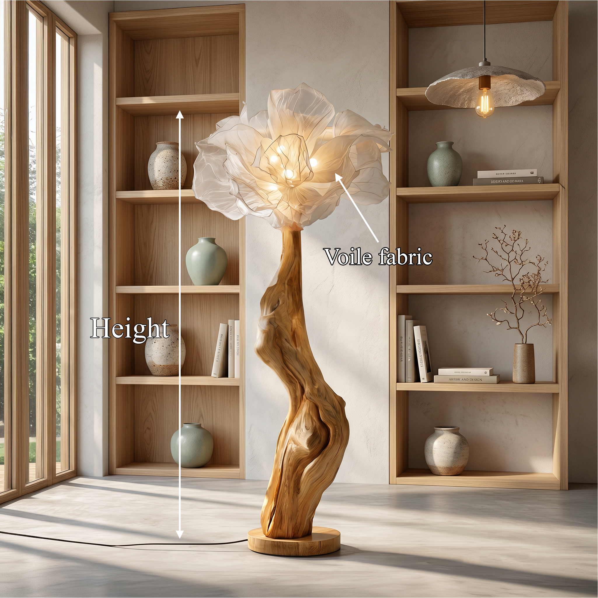 Nature Inspired Standing Lamp Artistic Flower Display For Living Room