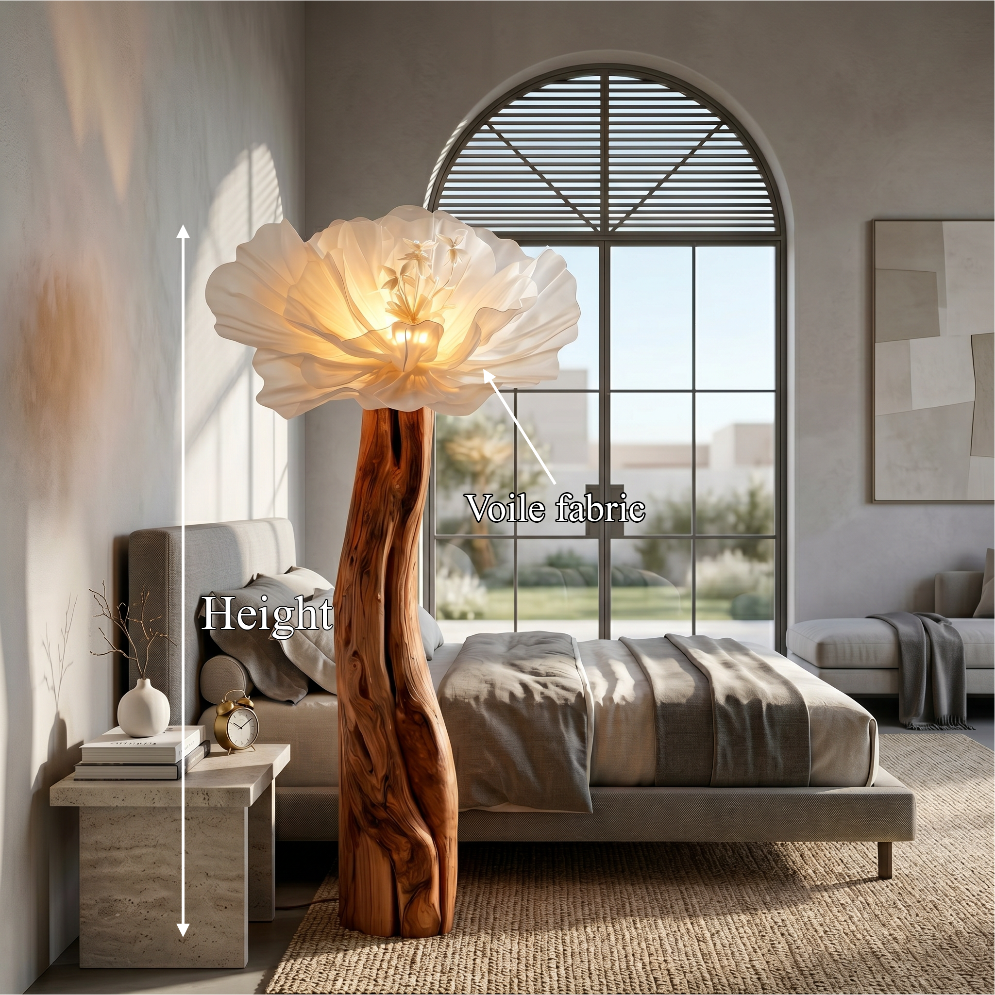 Statement Floor Lamp Nature Inspired Flower Sculpture For Living Room